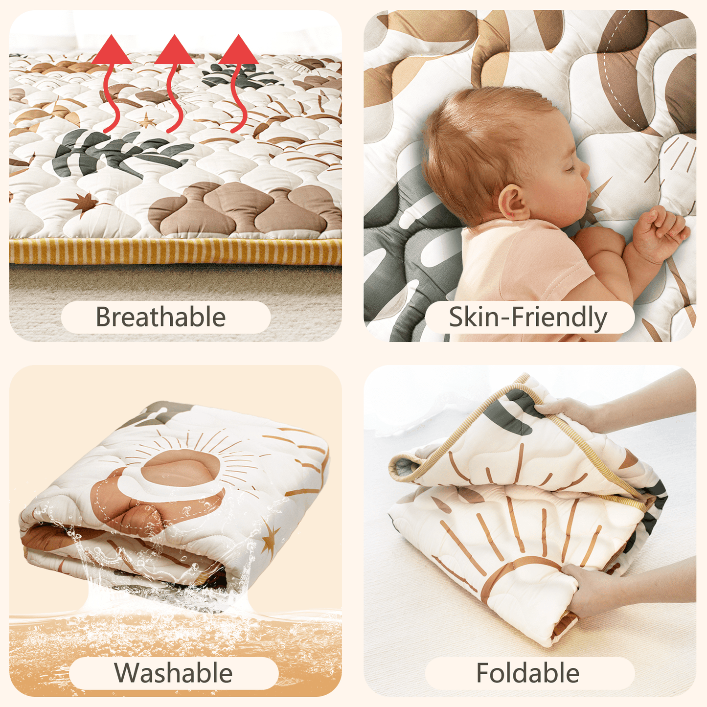 Beavtaens Baby Play Mat 71"*59" - Boho Nature