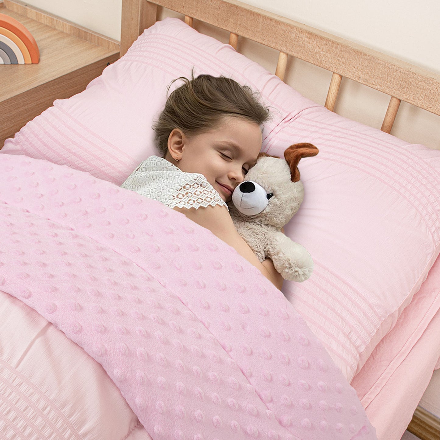 Baby Crib Bedding Set for Boy Girls, 4-Piece, Includes Pillowcase, Crib Sheet, Quilt, and Crib Fitted Sheet (Pink)