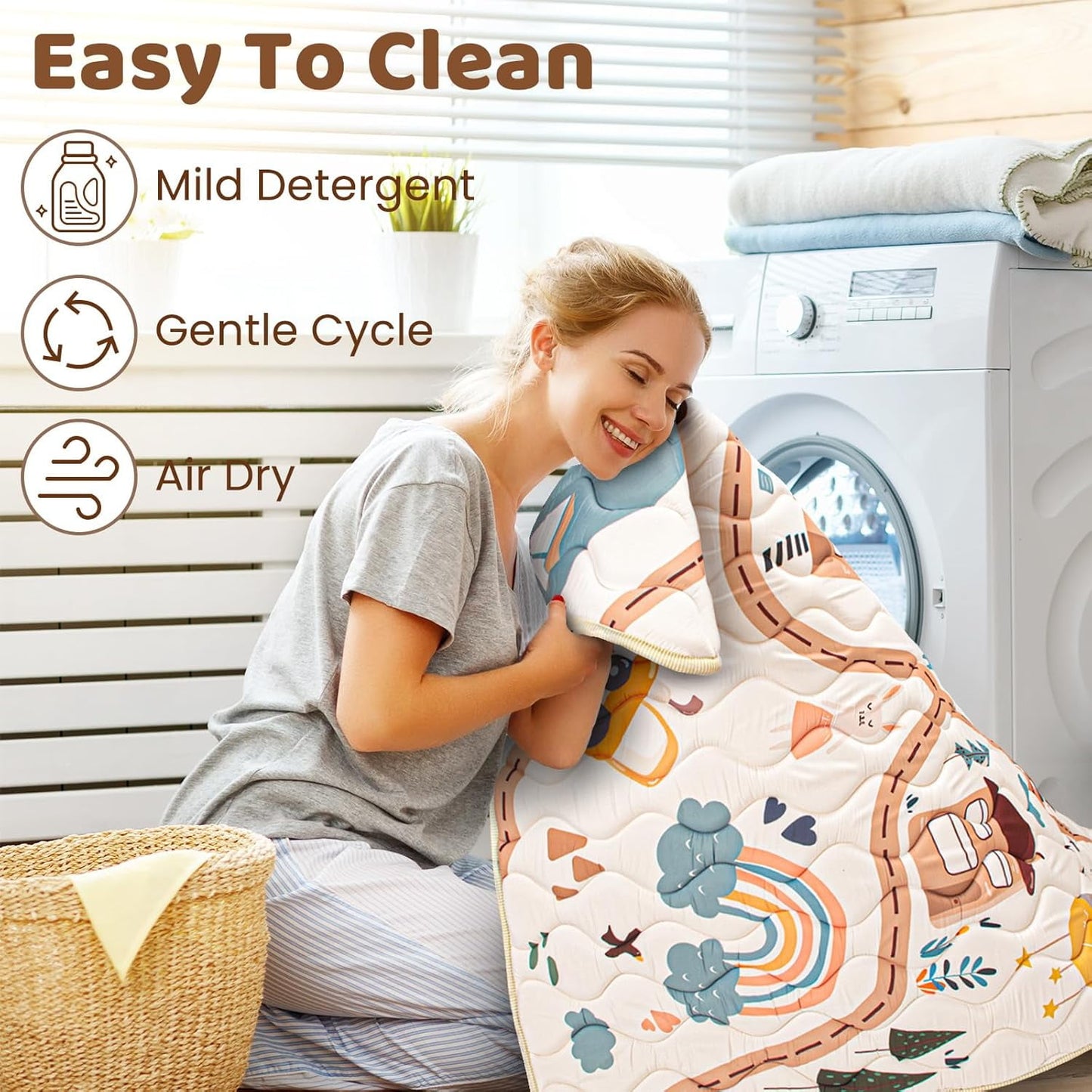 Beavtaens Baby Play Mat, Foam 50" X 50" Playpen Mat, Thick Crawling Portable Baby Floor Mat, Non-Slip, Machine Washable (Town)