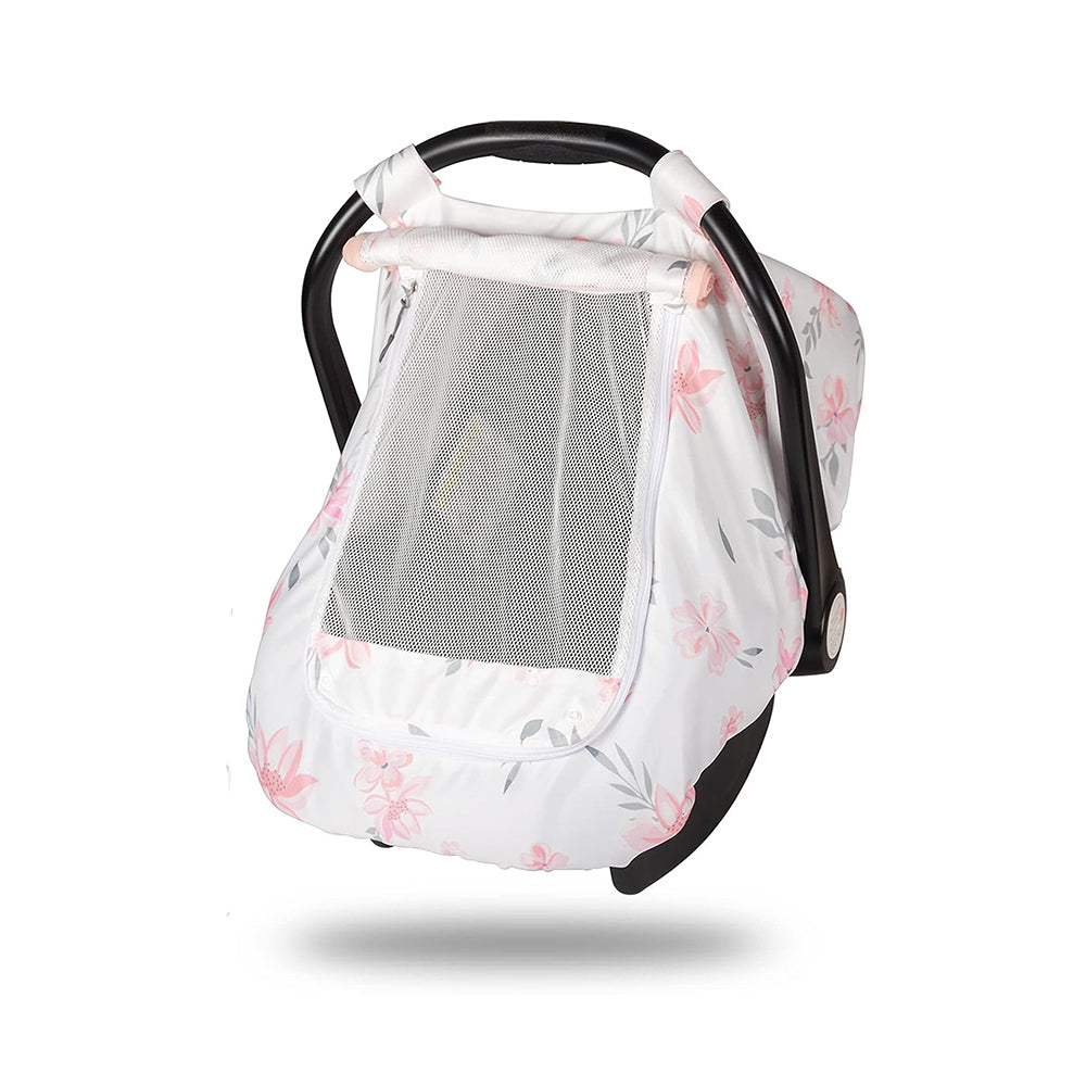 Beavtaens Car Seat Covers for Babies, Breathable and Stretchy Carseat Canopy with Large Window, Kick-Proof & Windproof, for Boys Girls(Flowers)