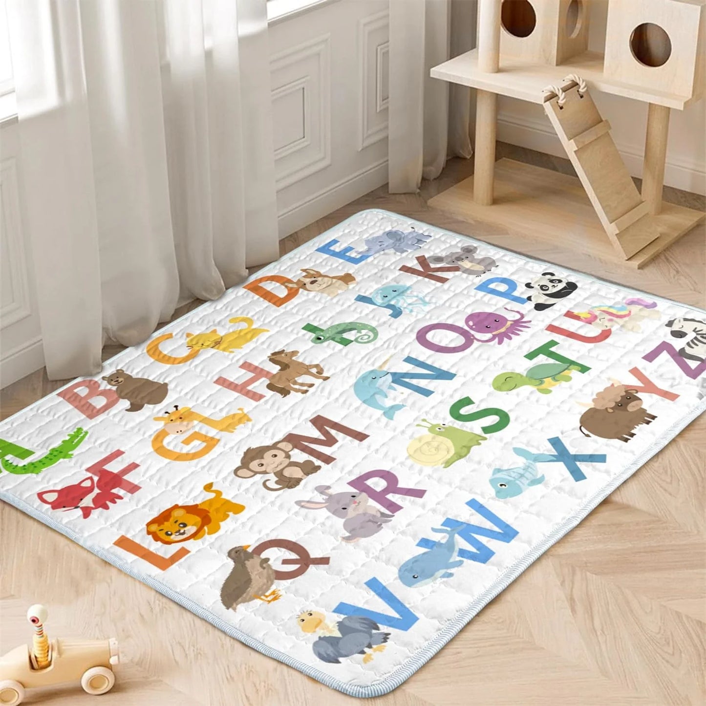 Beavtaens Baby Play Mat, 71x59 Playpen Mat (Animal Alphabets)