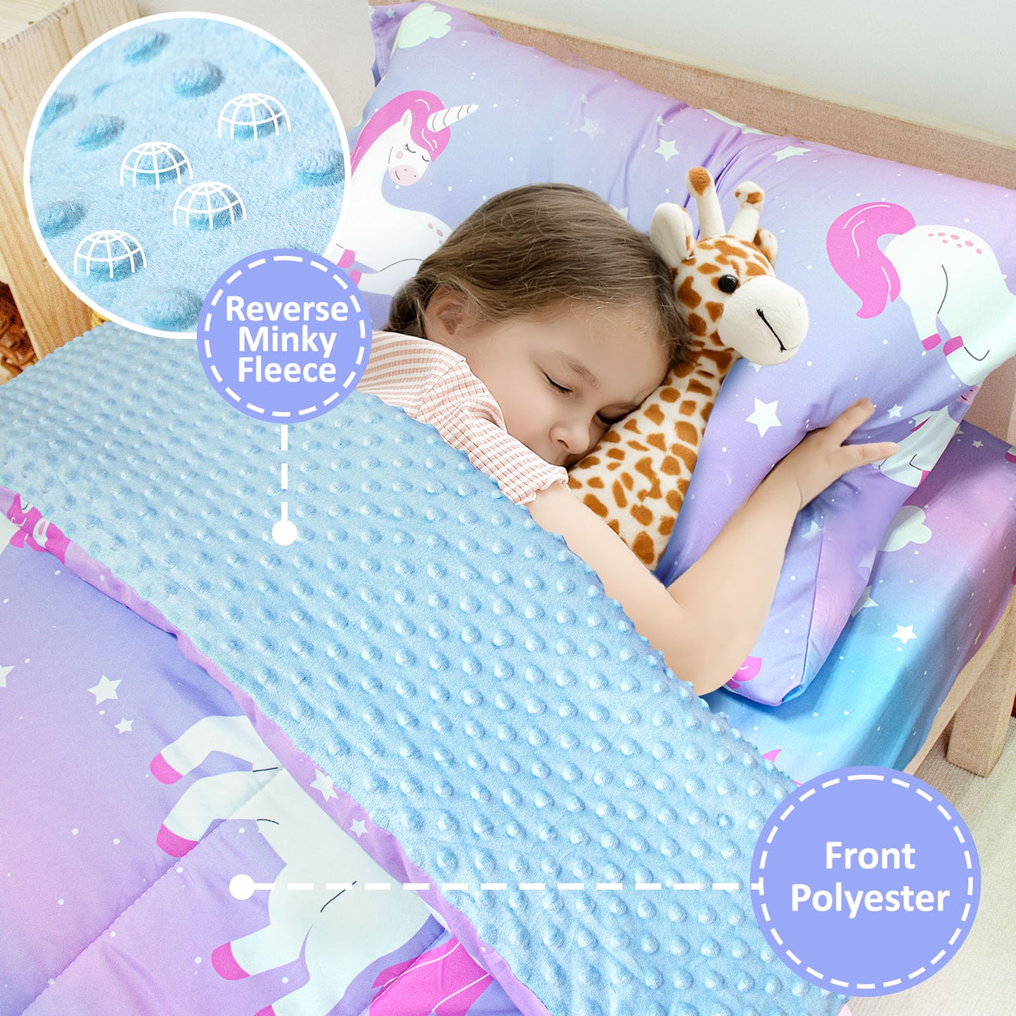 Baby Crib Bedding Set for Boy Girls, 4-Piece, Includes Pillowcase, Crib Sheet, Quilt, and Crib Fitted Sheet (Unicorn)