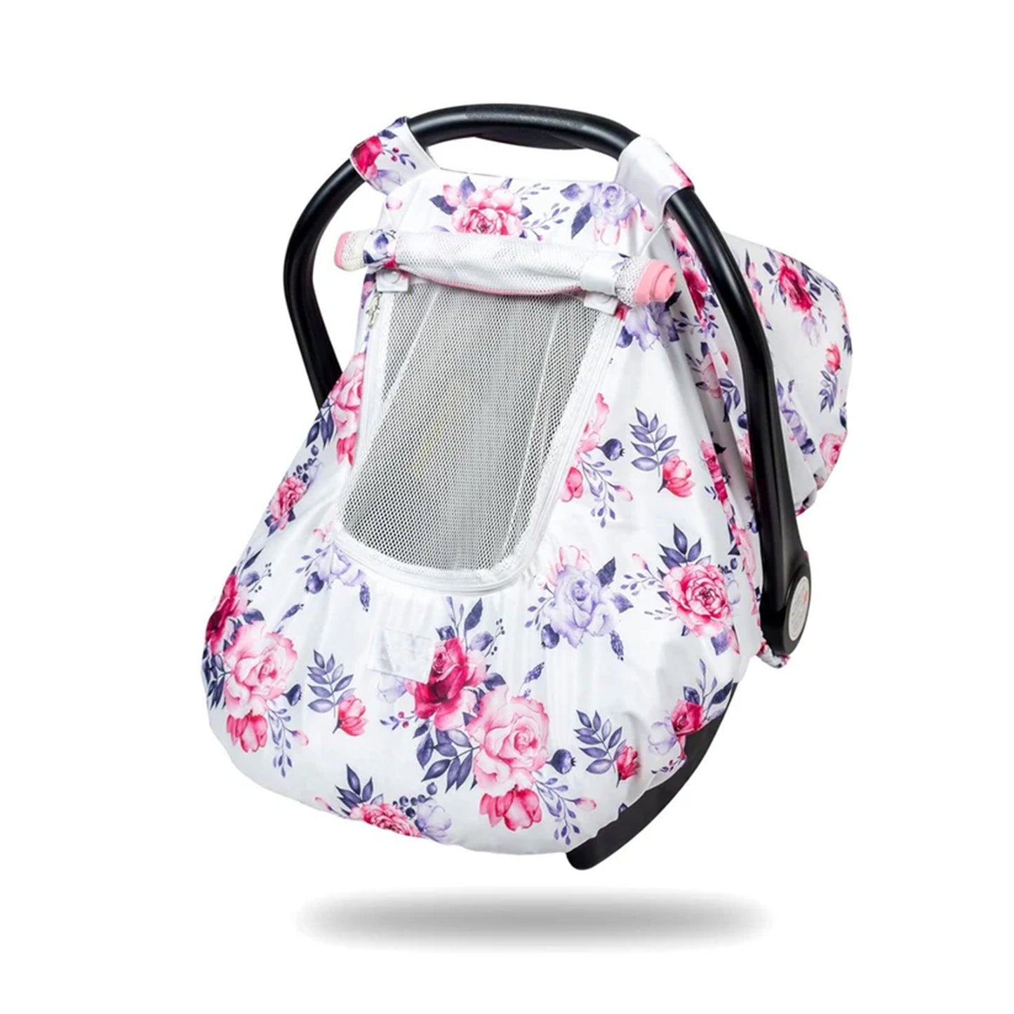 Beavtaens 3-in-1 Breathable Winter Baby Car Seat Cover with Storage Bag (Purple Flower)