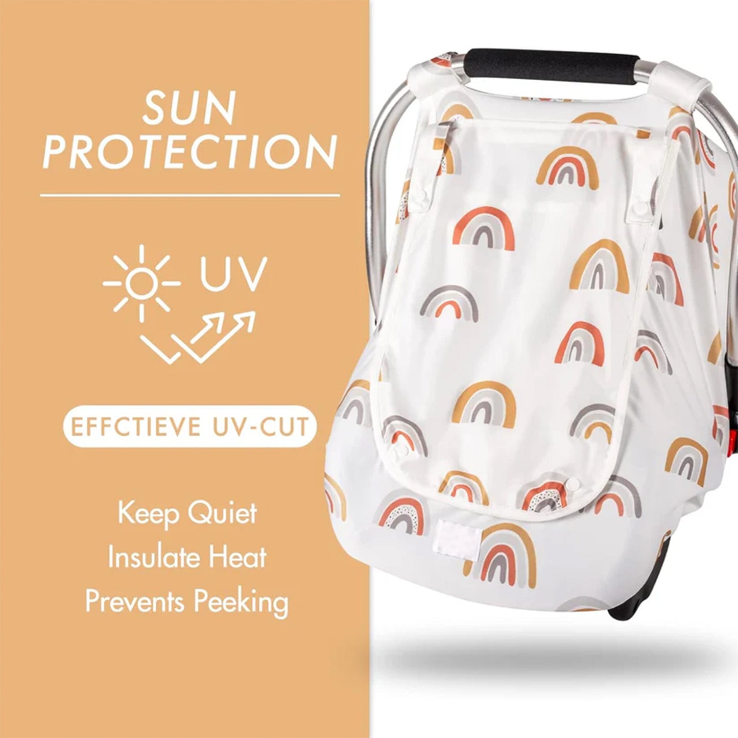 Beavtaens Car Seat Covers for Babies(White Rainbows)