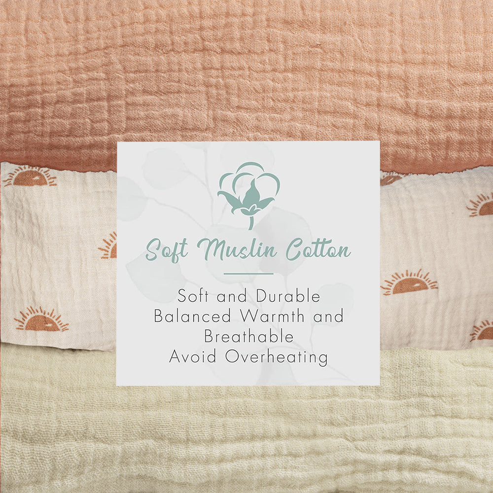 Beavtaens Muslin Changing Pad Cover, Solid Color, 100% Cotton, Washable, 3-Pack, for 0-2 Years Infant Boys Girls (Sun)