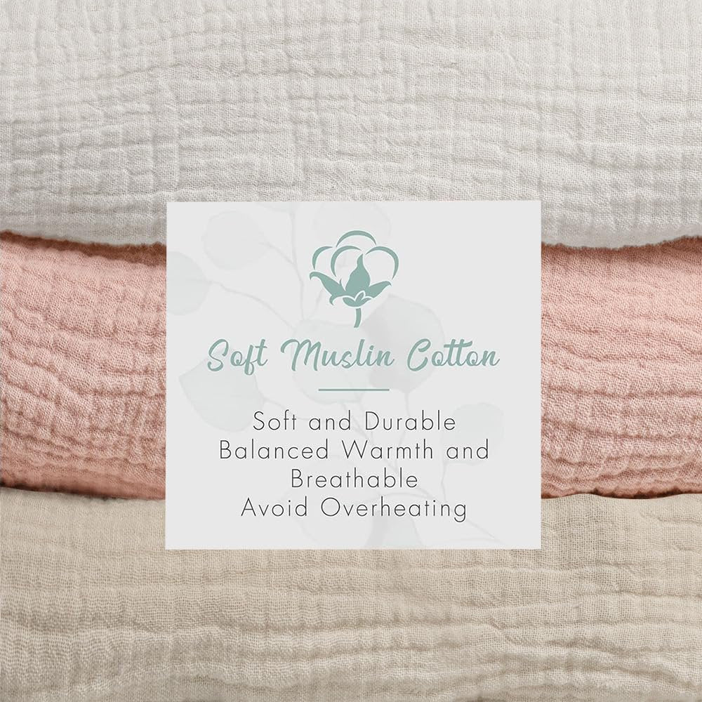 Beavtaens Muslin Changing Pad Cover, Solid Color, 100% Cotton, Washable, 3-Pack, for 0-2 Years Infant Boys Girls(Light Pink)
