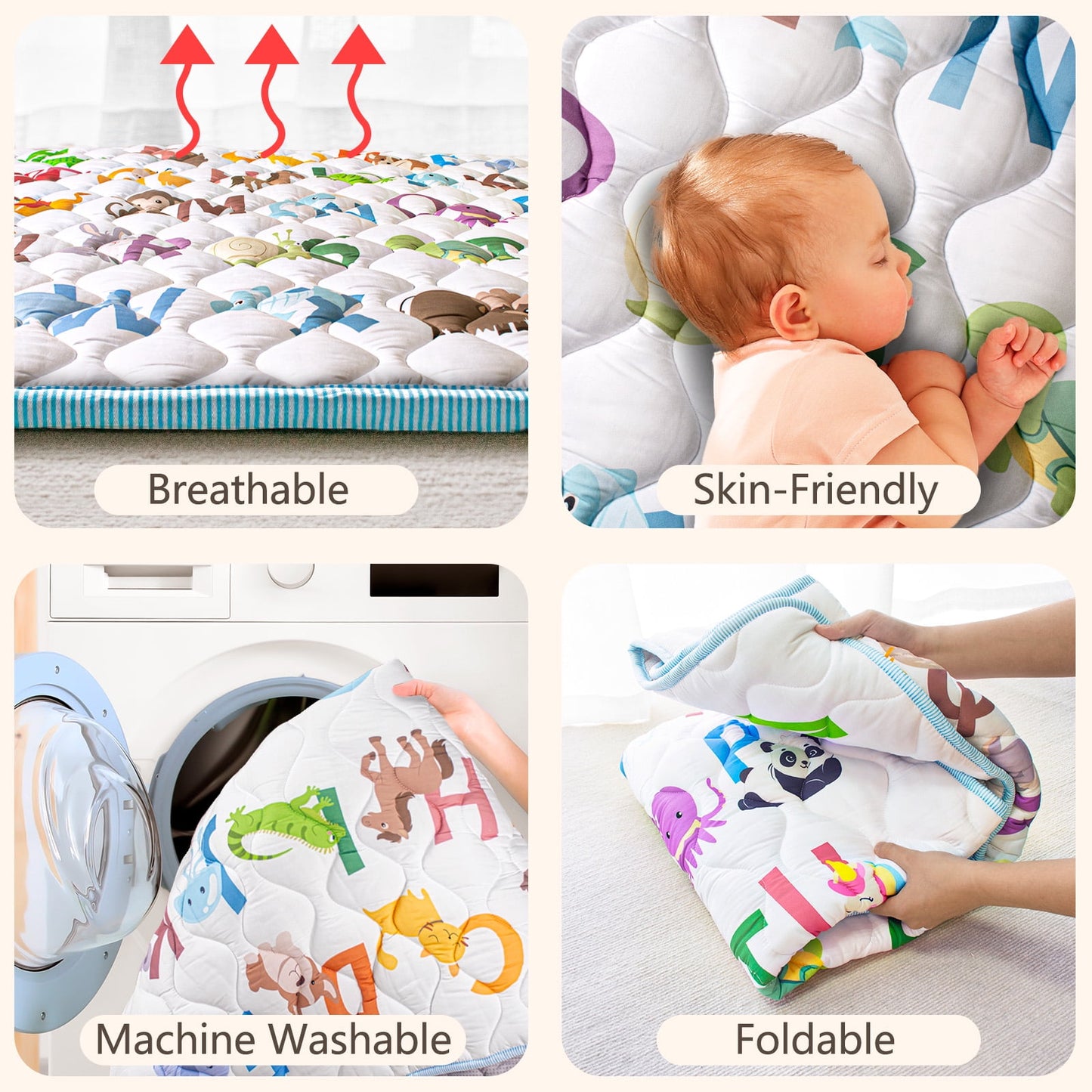Beavtaens 43x43 Baby Play Mat (Animal Alphabets)