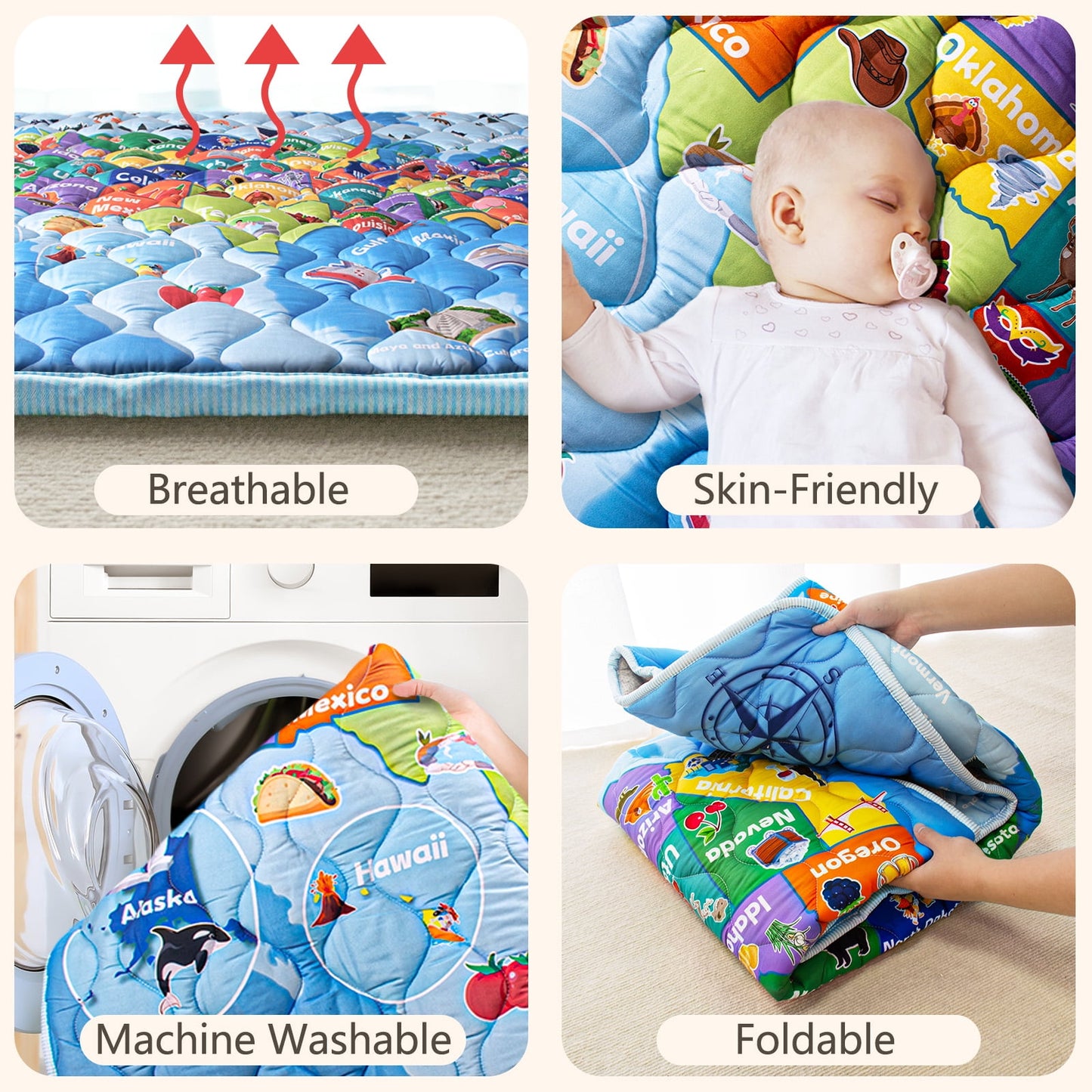 Beavtaens Baby Play Mat 71"*59" - Map