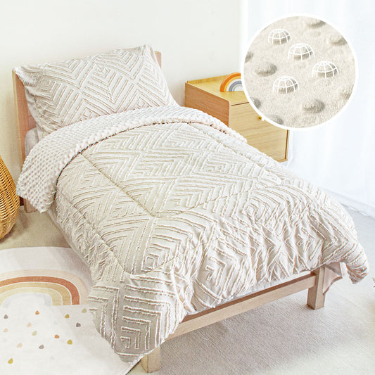Baby Crib Bedding Set for Boy Girls, 4-Piece, Includes Pillowcase, Crib Sheet, Quilt, and Crib Fitted Sheet (White)