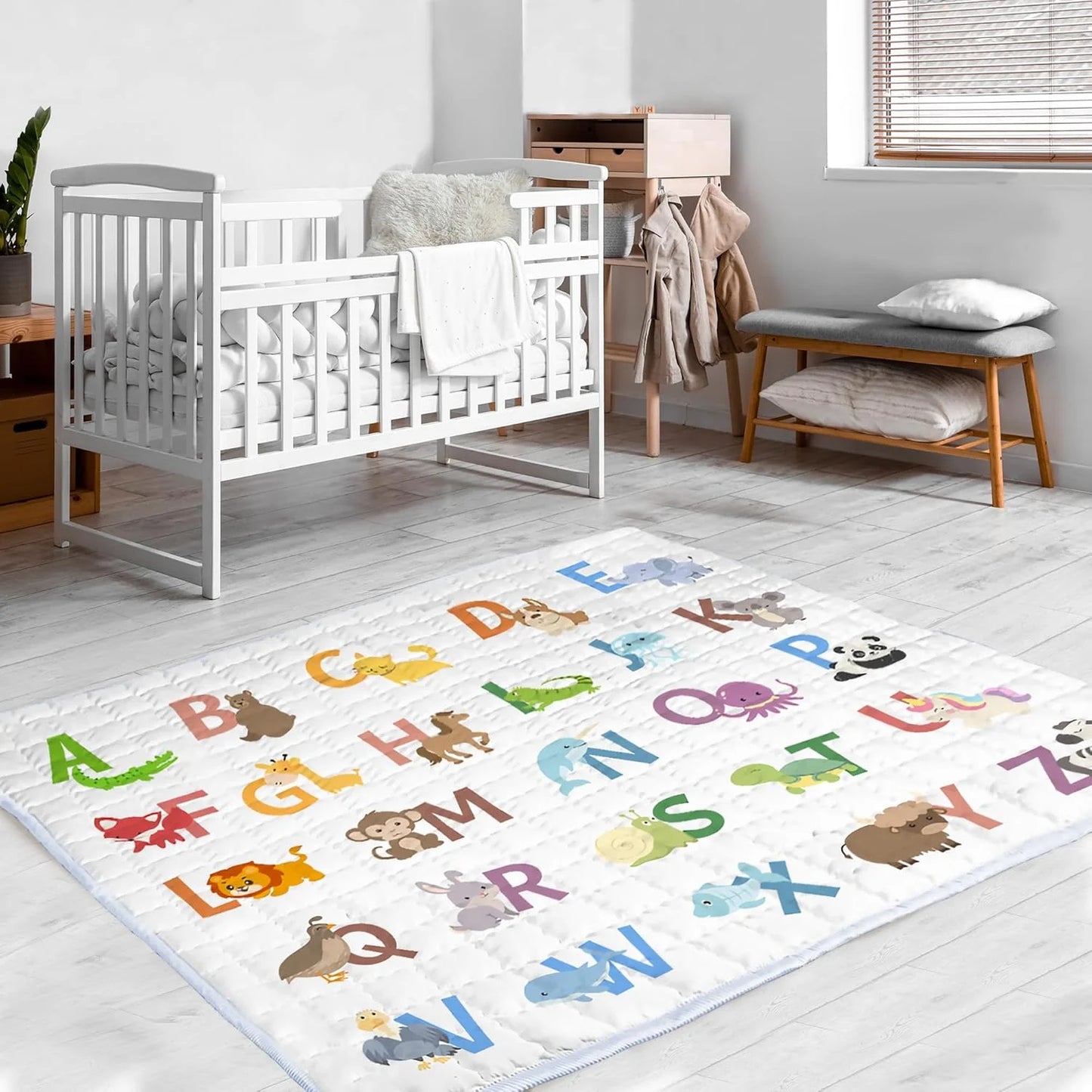 Beavtaens Baby Play Mat, 71x59 Playpen Mat (Animal Alphabets)