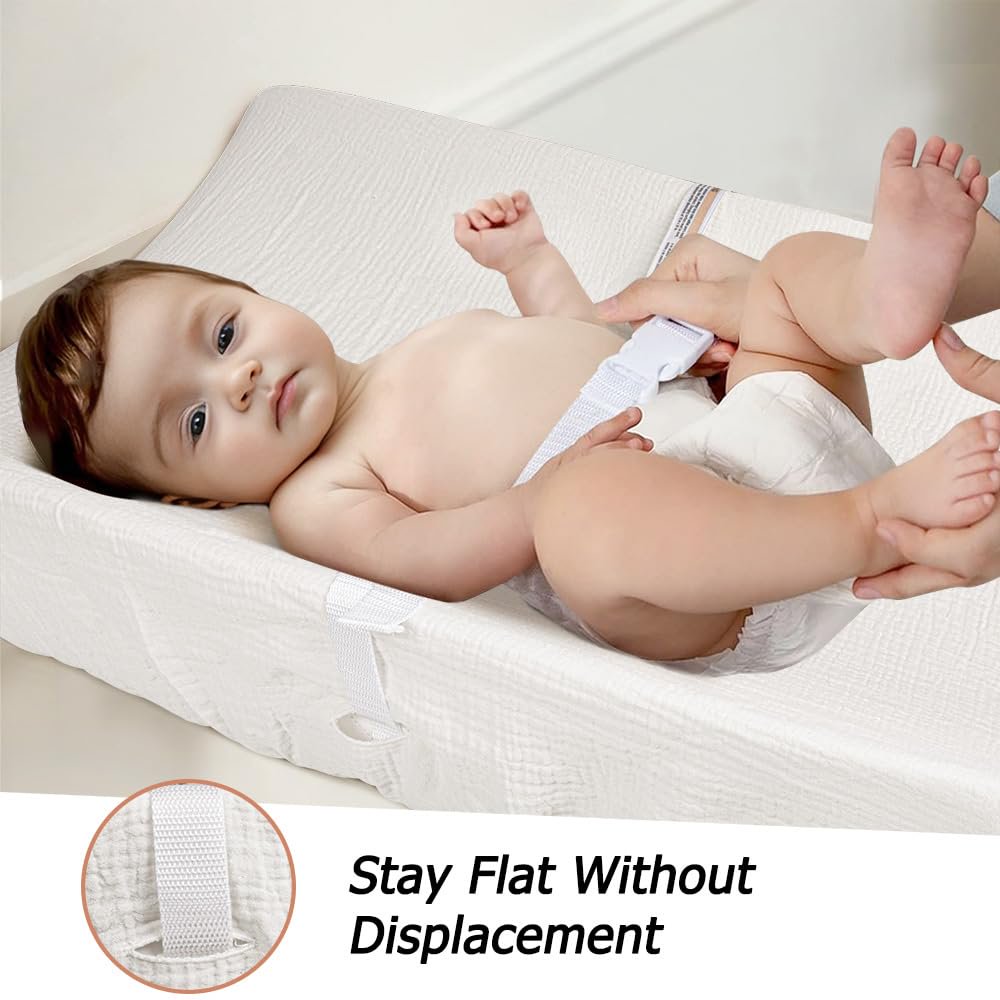 Beavtaens Muslin Changing Pad Cover, Solid Color, 100% Cotton, Washable, 3-Pack, for 0-2 Years Infant Boys Girls(Light Pink)