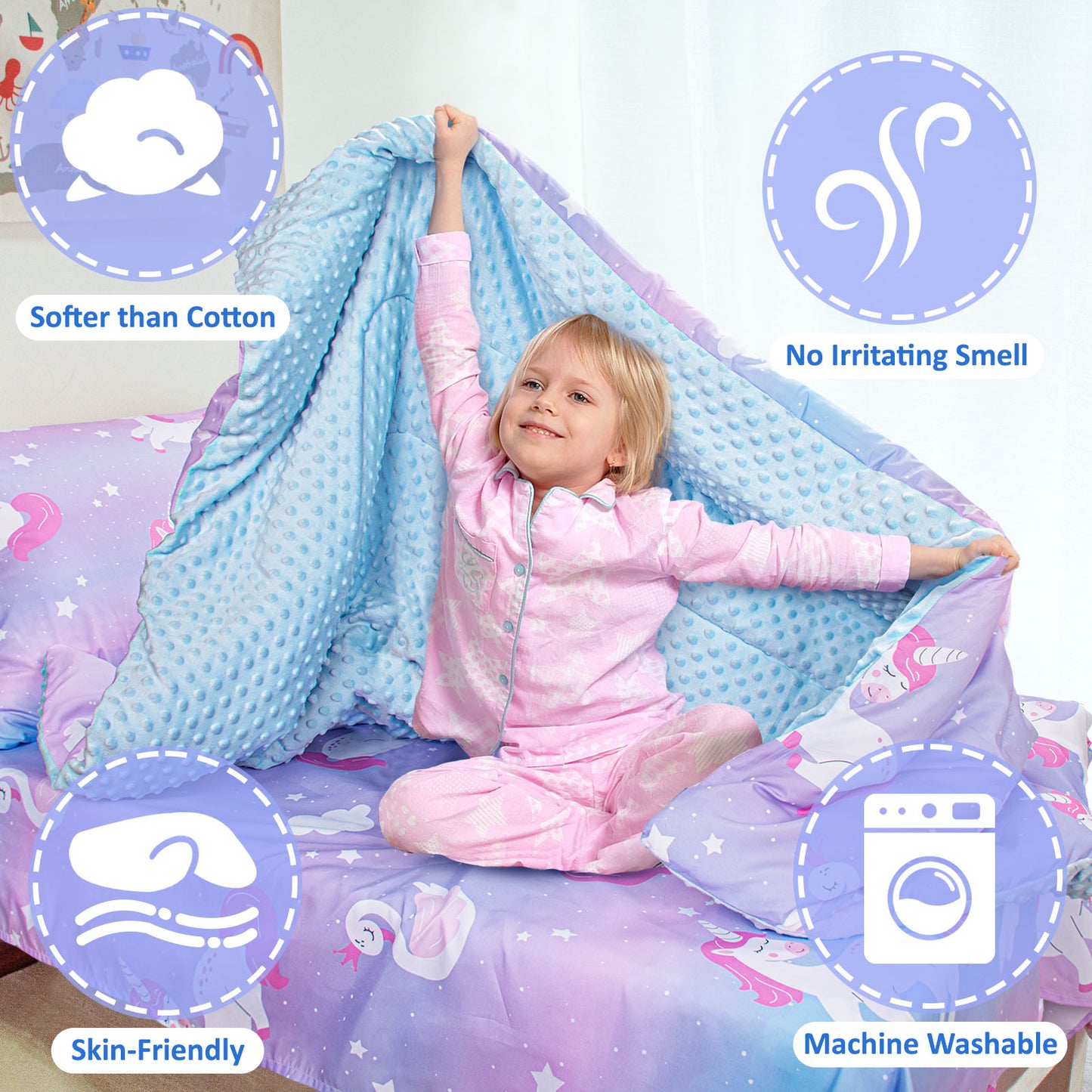 Baby Crib Bedding Set for Boy Girls, 4-Piece, Includes Pillowcase, Crib Sheet, Quilt, and Crib Fitted Sheet (Unicorn)