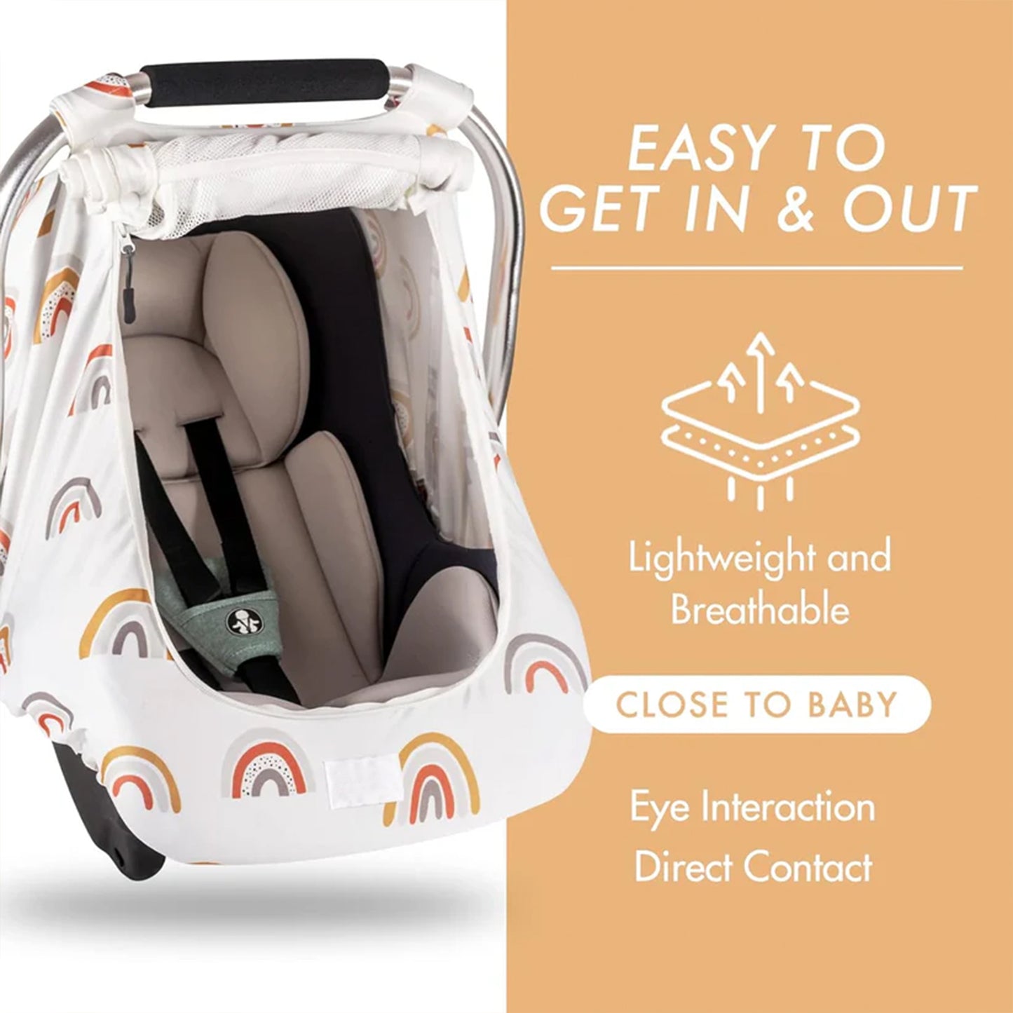 Beavtaens Car Seat Covers for Babies(White Rainbows)