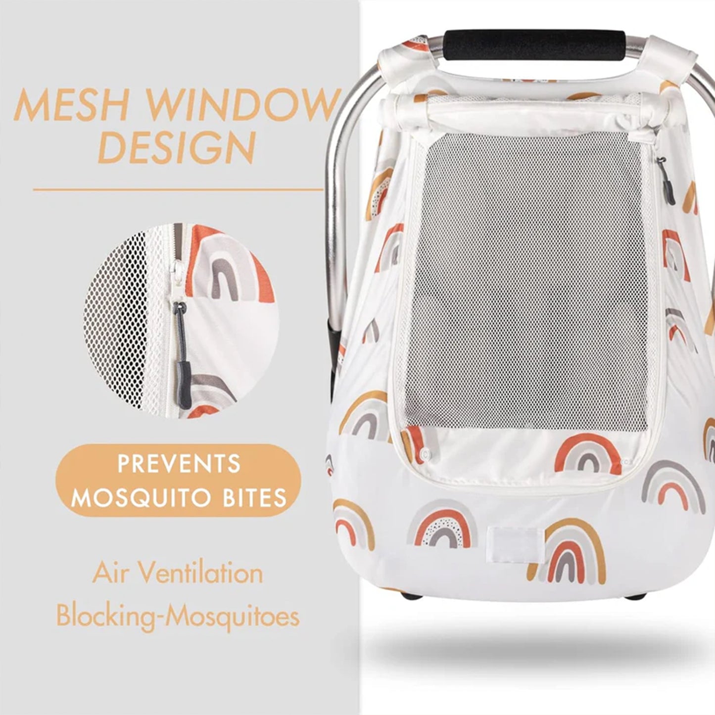 Beavtaens Car Seat Covers for Babies(White Rainbows)