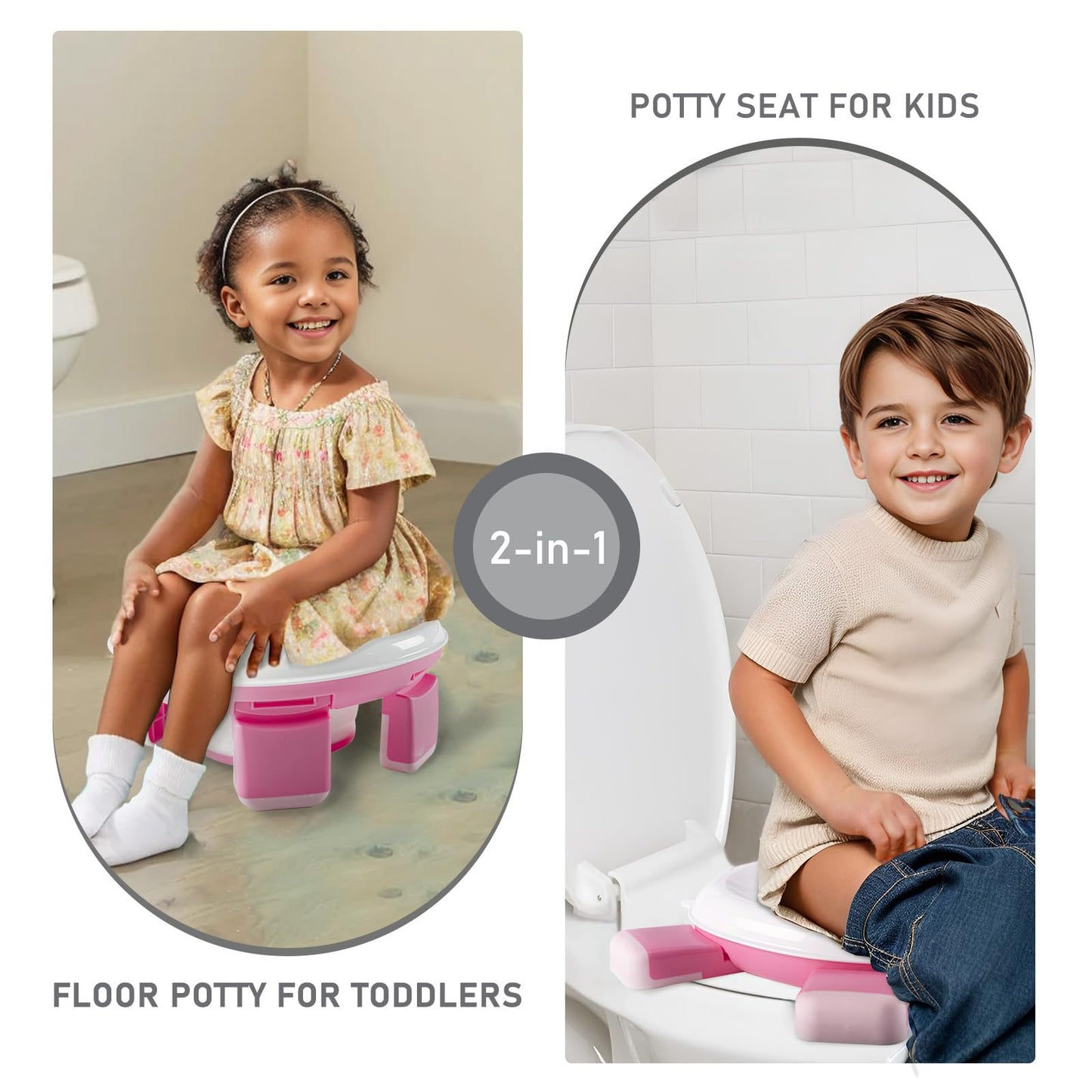 Beavtaens Portable Potty:Travel Potty with Leakproof Washable Liner 2 in 1 On The Go Potty Used as Standalone Potty & Potty Ring Car Potty with Handbag & 20 Disposable Liners (Pink) C33