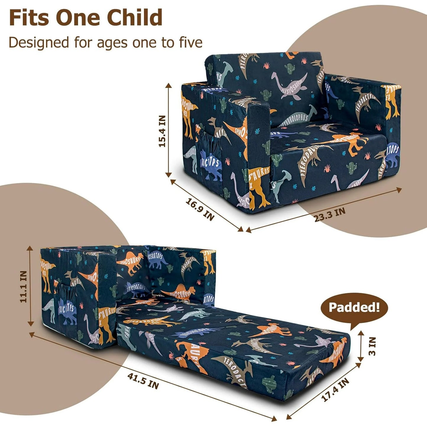 Beavtaens Kids Couch(Dinosaur)