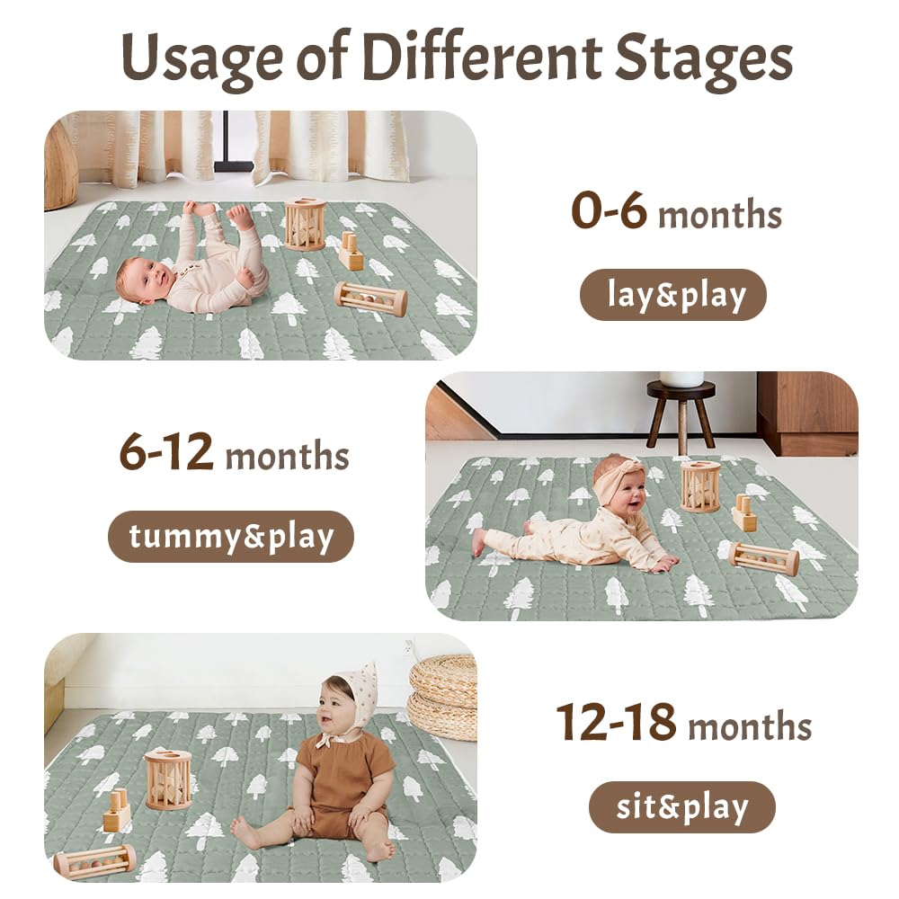 Beavtaens Baby Play Mat, 50x50 Playpen Mat (Trees)