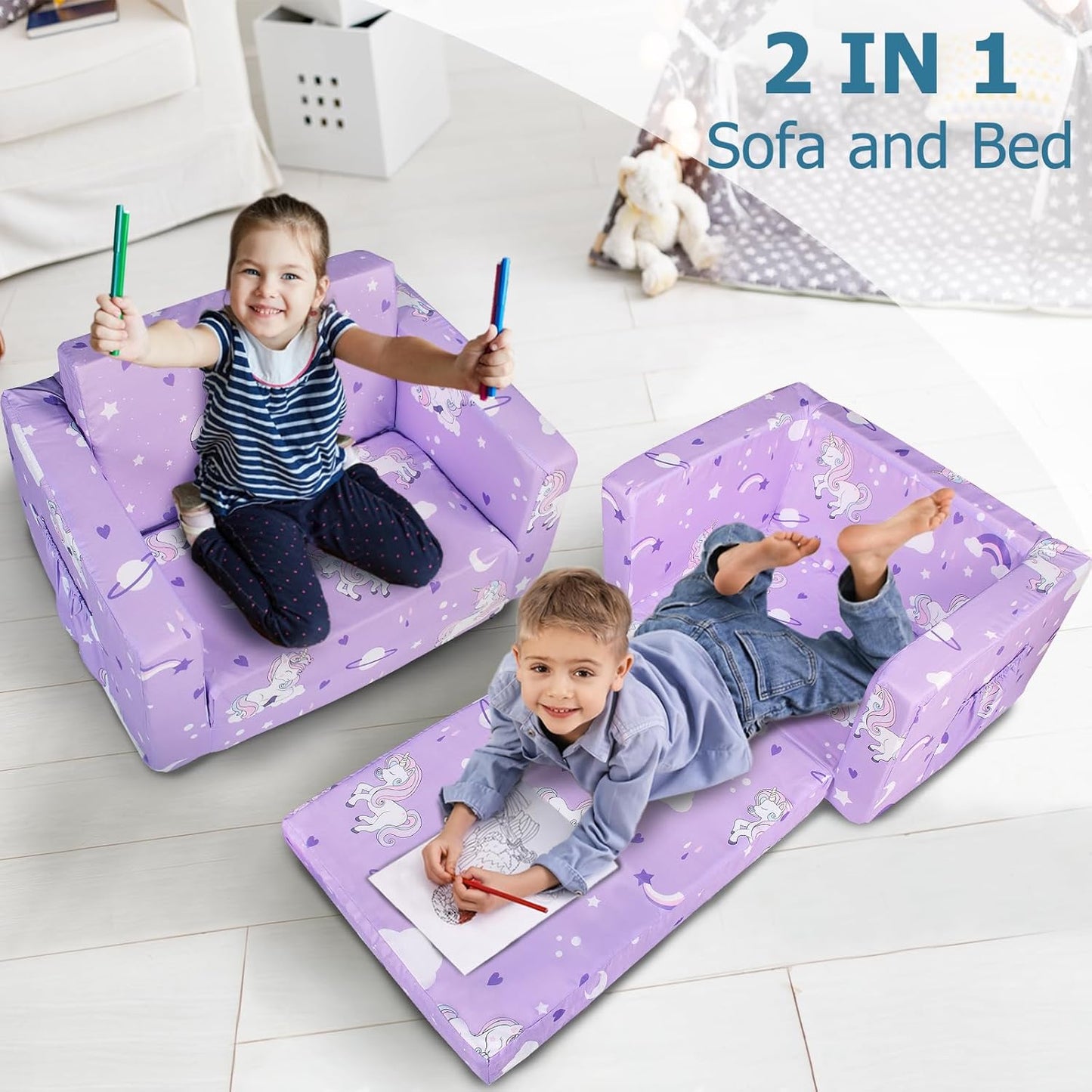 Beavtaens Kids Couch (Purple Unicorn)