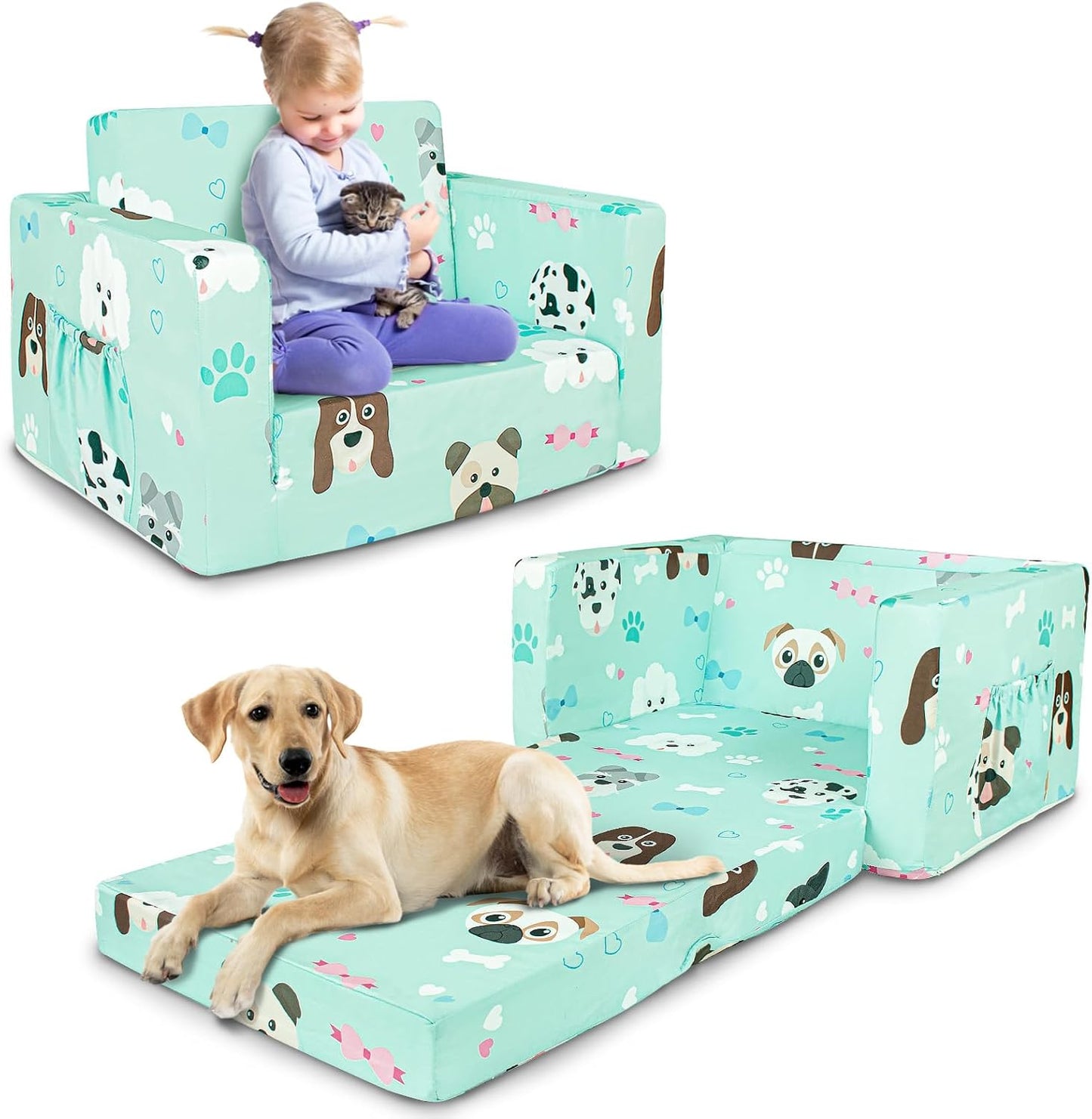 Beavtaens Kids Couch (Green Puppies)