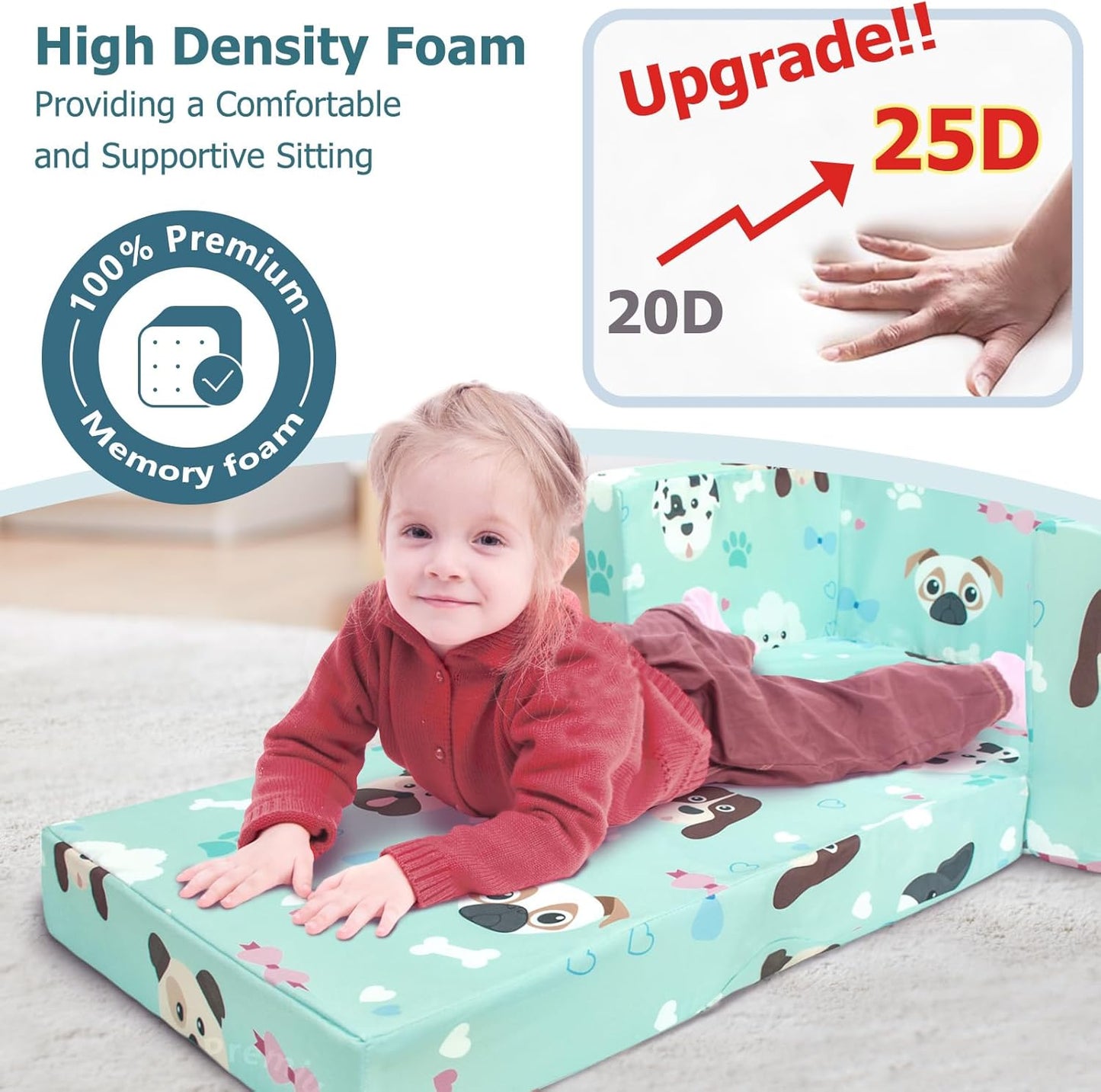 Beavtaens Kids Couch (Green Puppies)