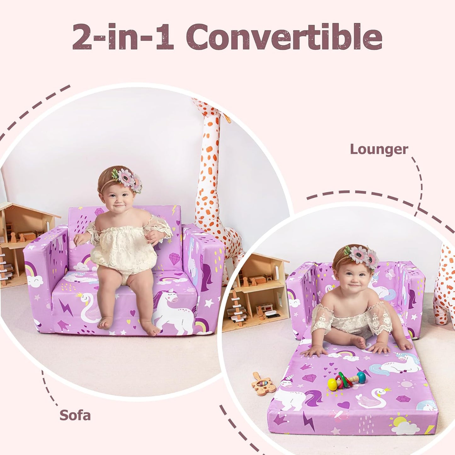 Beavtaens Kids Couch (Purple Unicorn)