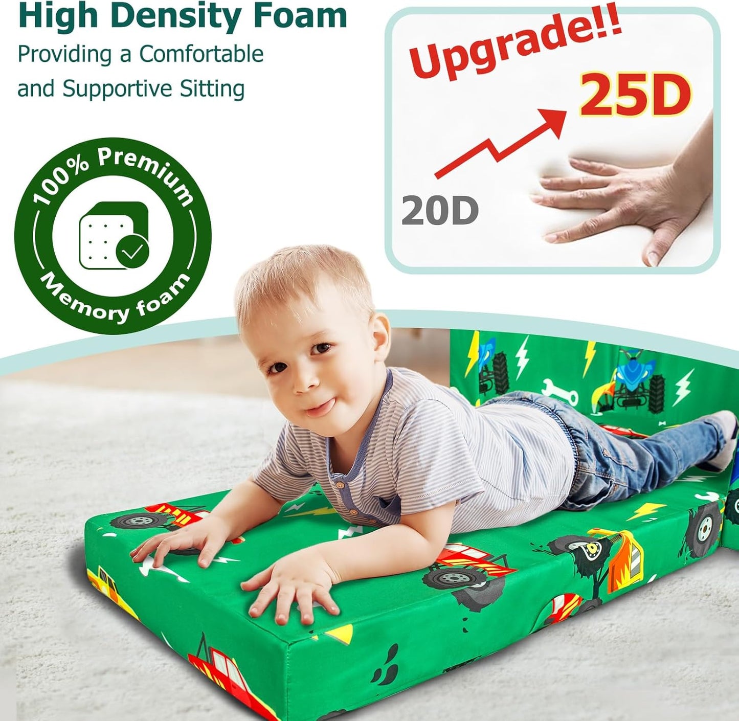 Beavtaens Kids Couch (Green Cars)