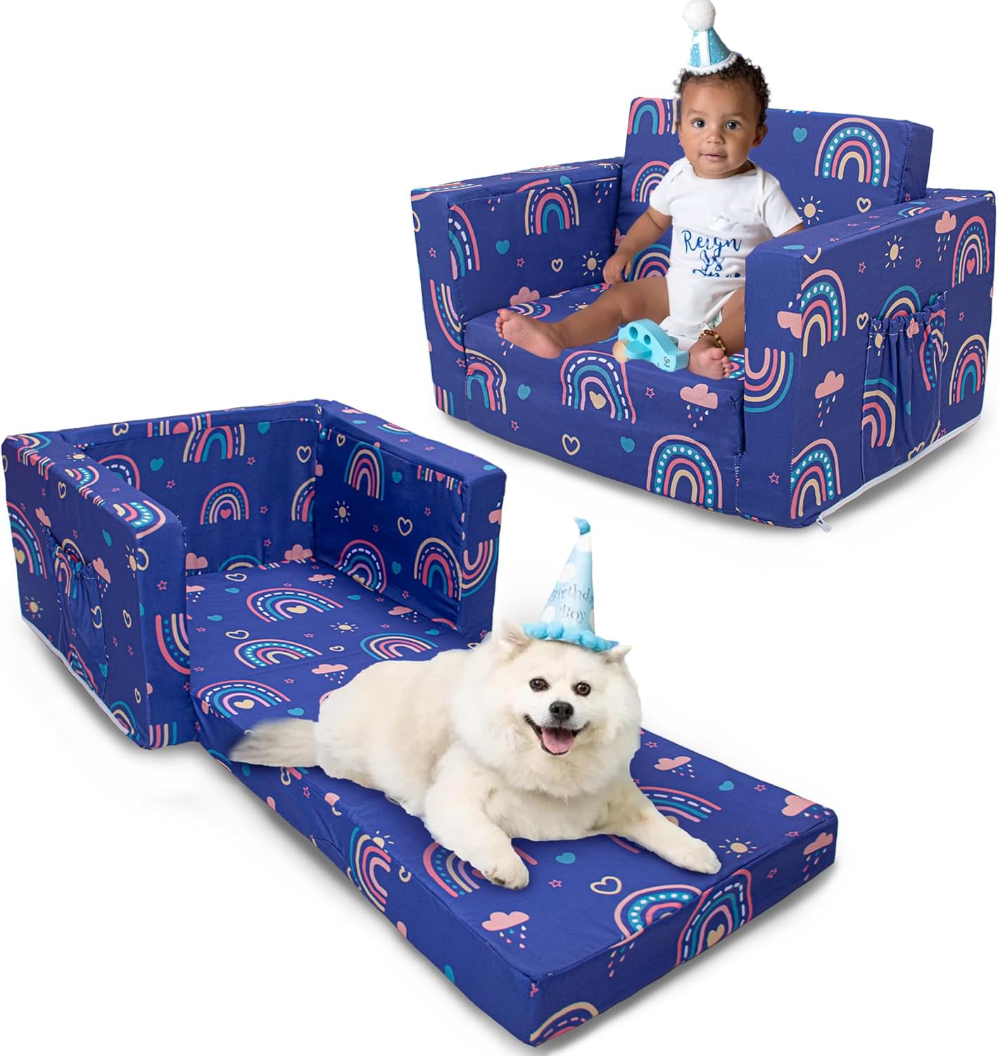 Beavtaens Kids Couch (Blue Rainbows)