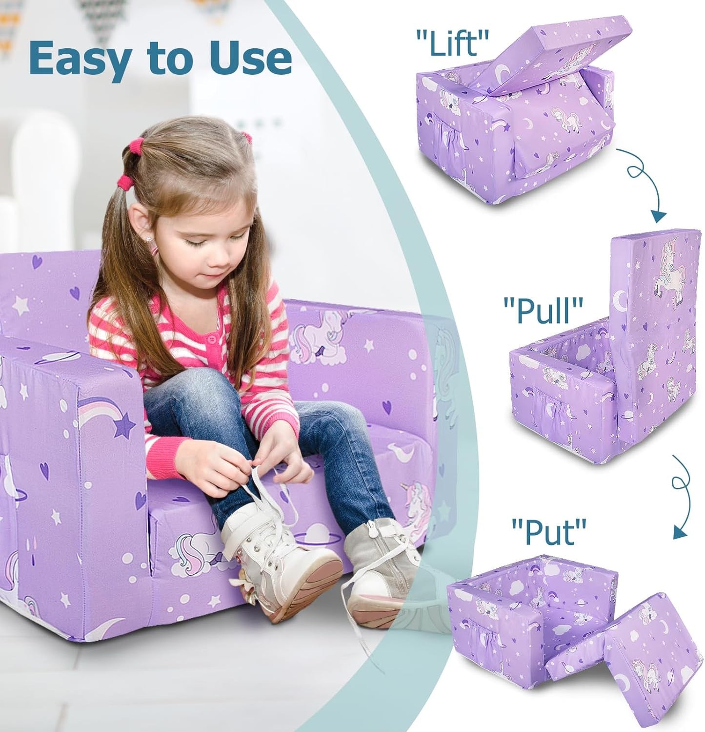 Beavtaens Kids Couch (Purple Unicorn)