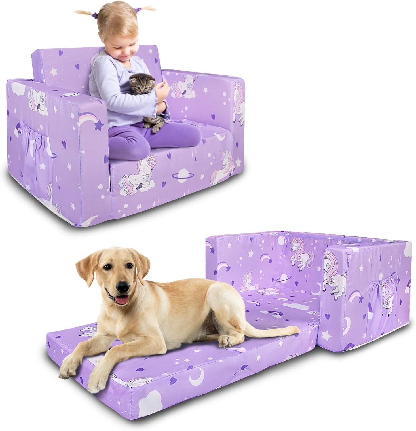 Beavtaens Kids Couch (Purple Unicorn)