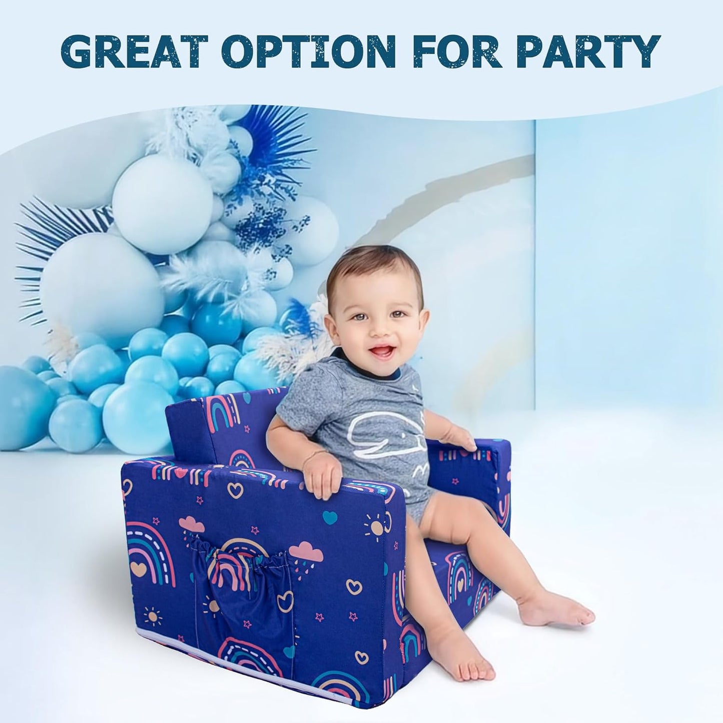 Beavtaens Kids Couch (Blue Rainbows)