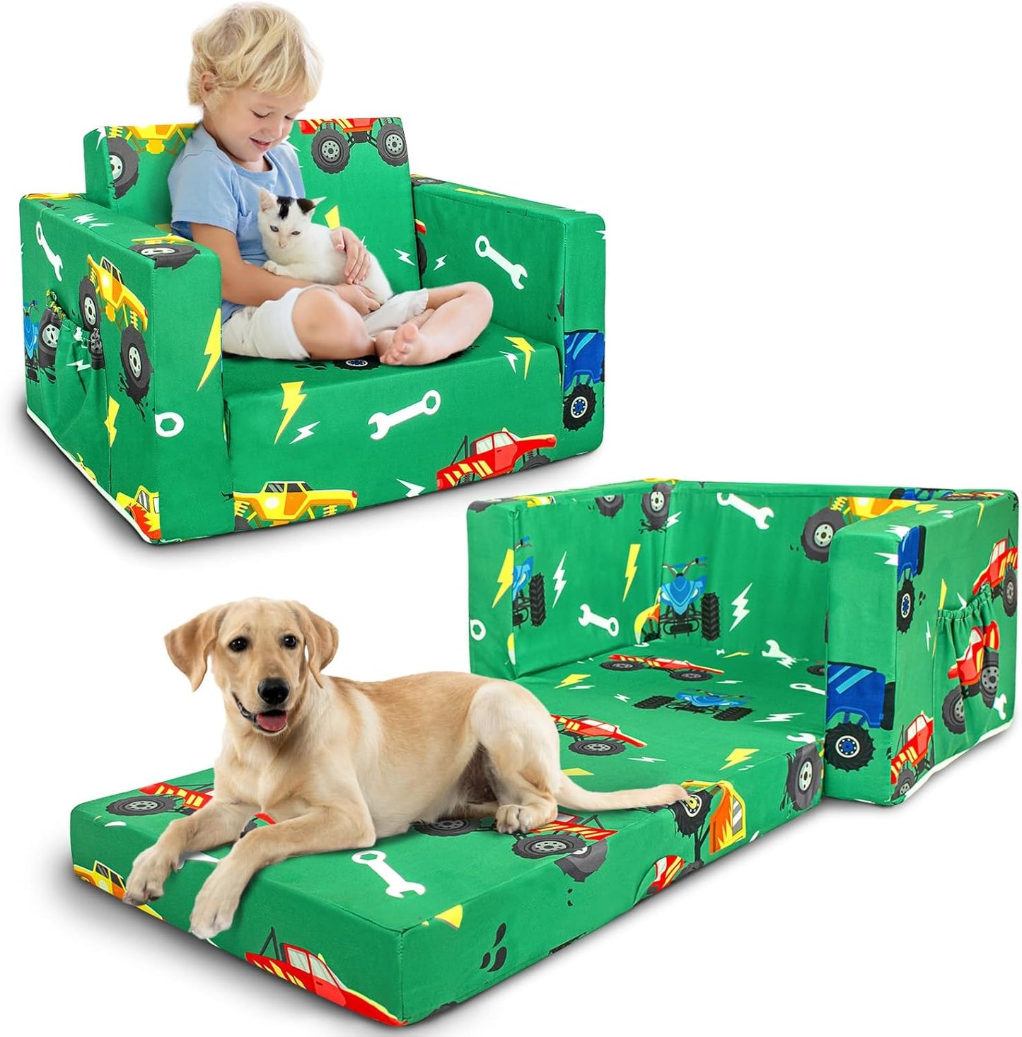 Beavtaens Kids Couch (Green Cars)