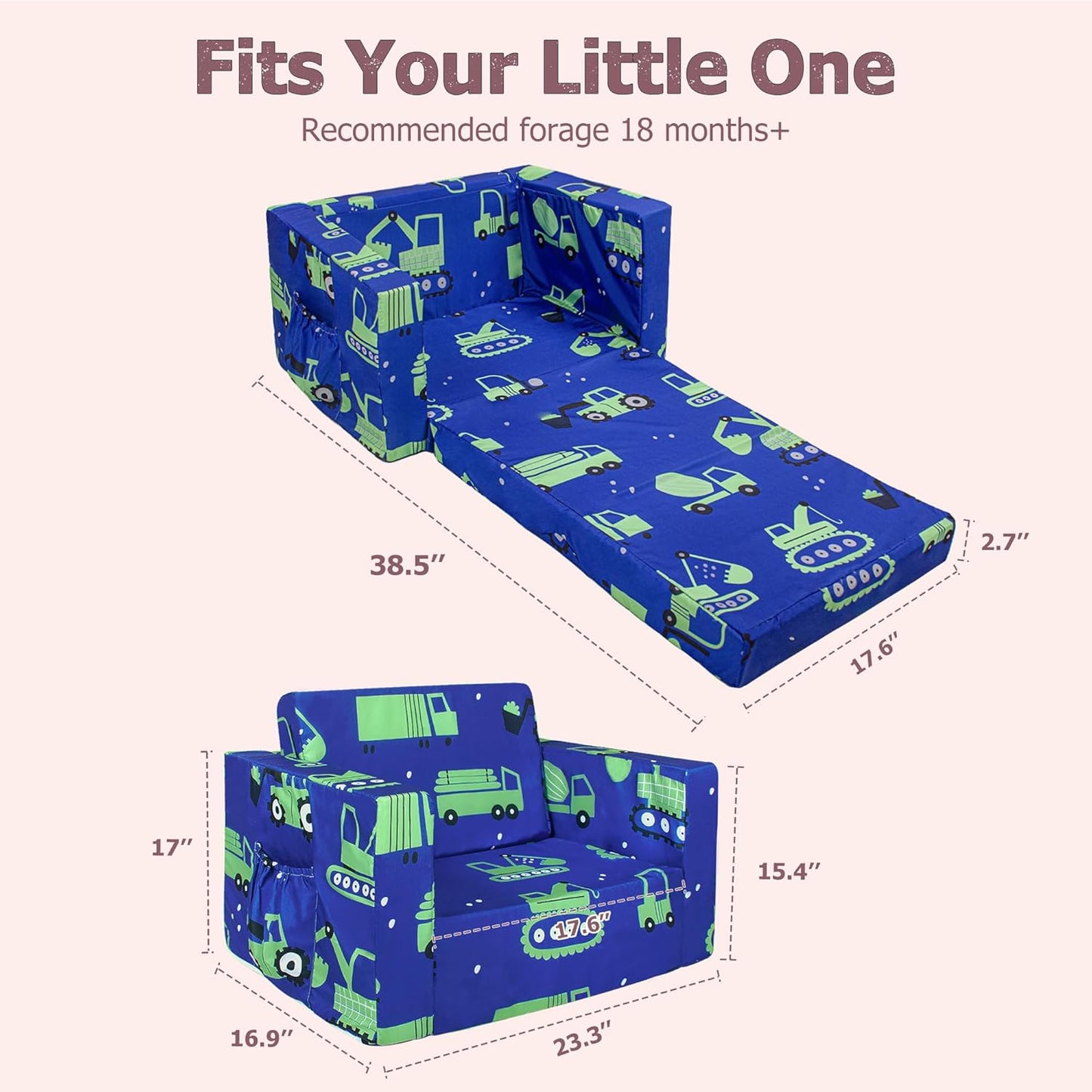 Beavtaens Kids Couch (Blue Cars)