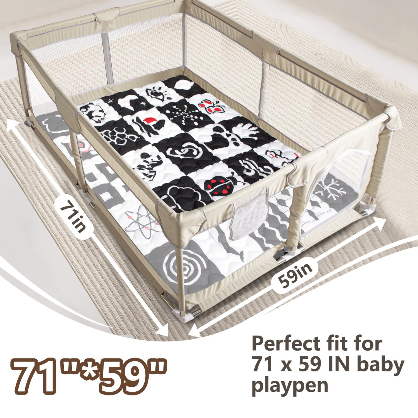 Beavtaens Baby Play Mat 71"*59" - High Contrast