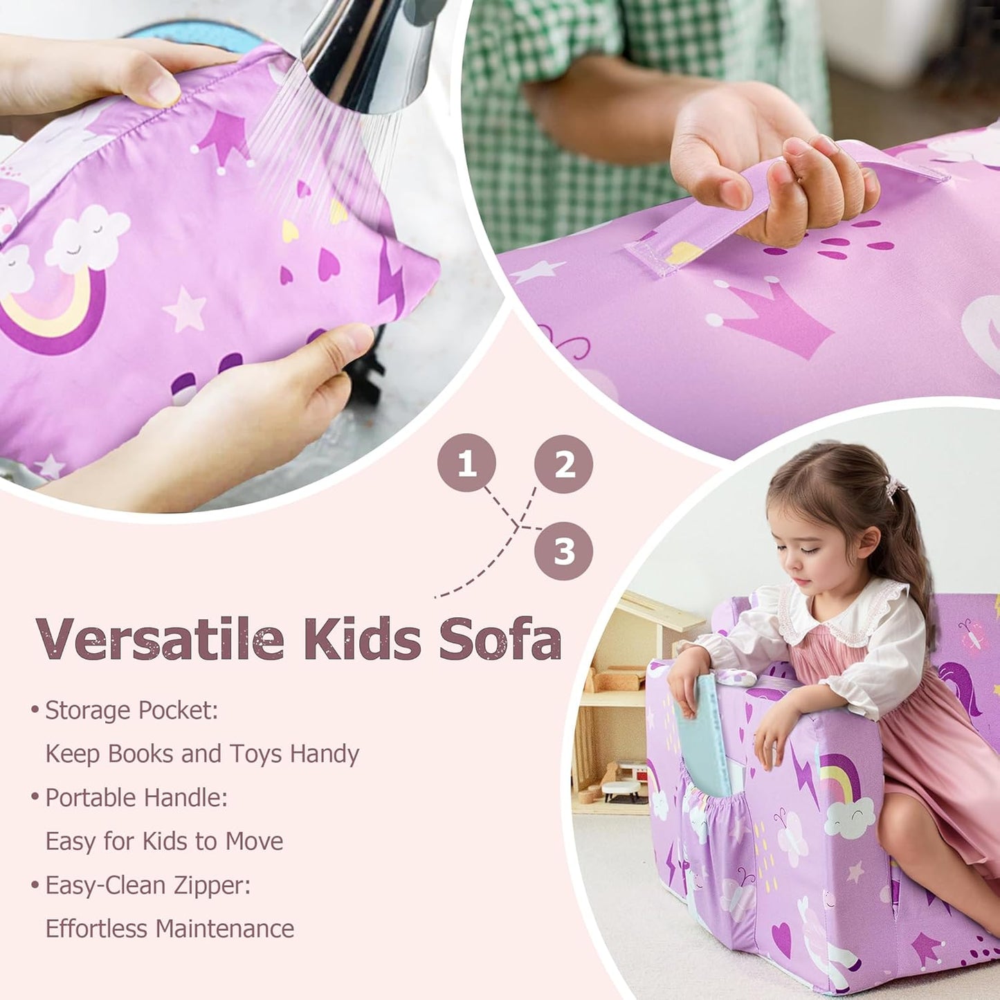 Beavtaens Kids Couch (Purple Unicorn)