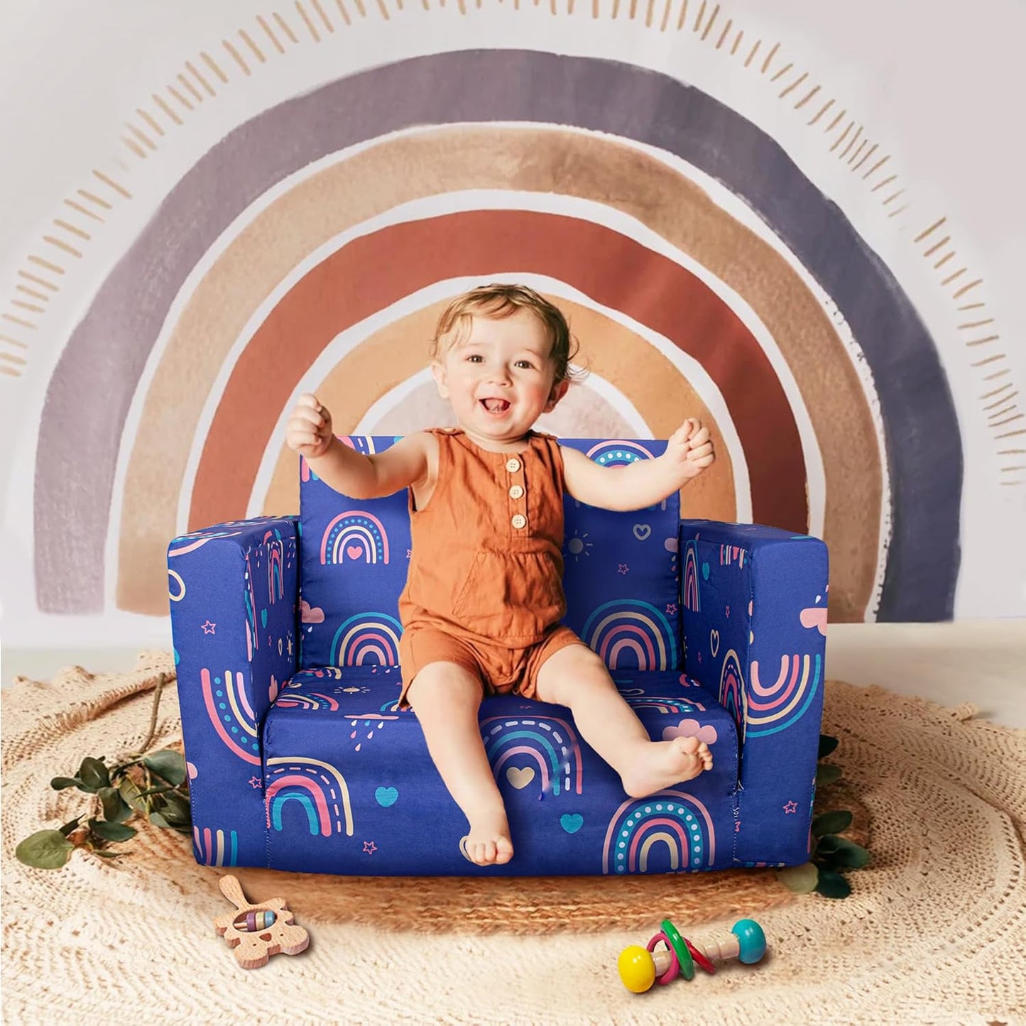 Beavtaens Kids Couch (Blue Rainbows)