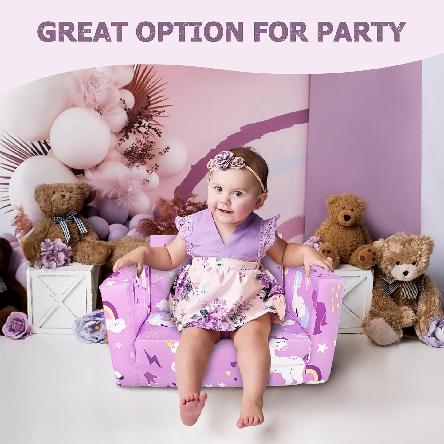 Beavtaens Kids Couch (Purple Unicorn)