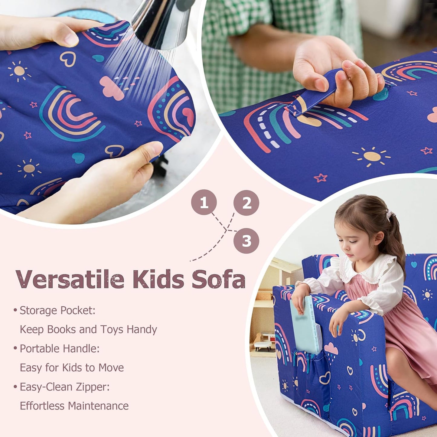 Beavtaens Kids Couch (Blue Rainbows)