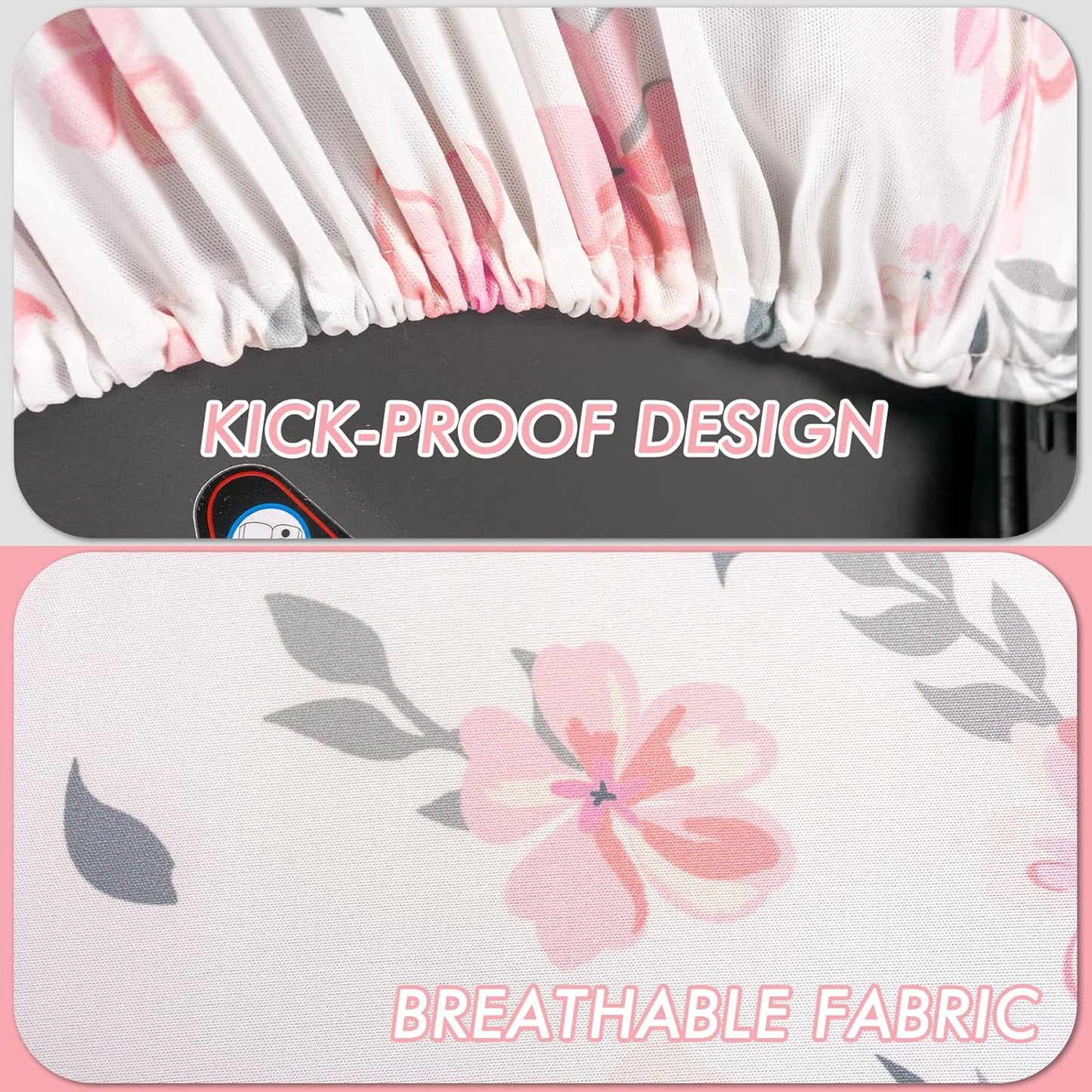 Beavtaens Car Seat Covers for Babies, Breathable and Stretchy Carseat Canopy with Large Window, Kick-Proof & Windproof, for Boys Girls(Flowers)