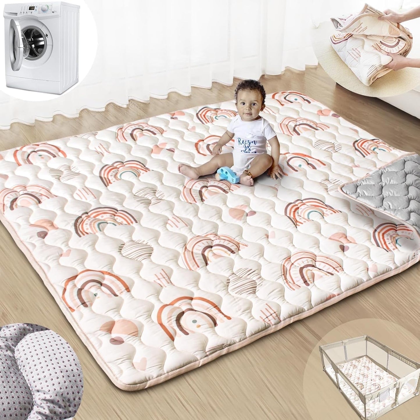 Beavtaens Baby Play Mat 71"*59" - Rainbow