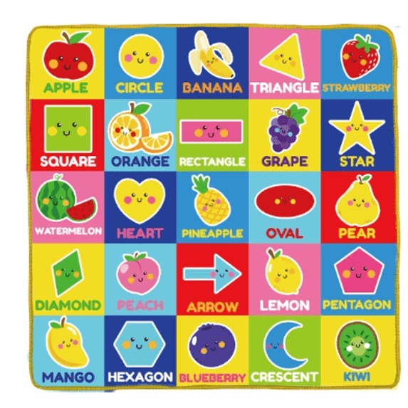 Beavtaens Baby Play Mat, Foam 50" X 50" Playpen Mat, Thick Crawling Portable Baby Floor Mat, Non-Slip, Machine Washable (Fruit)