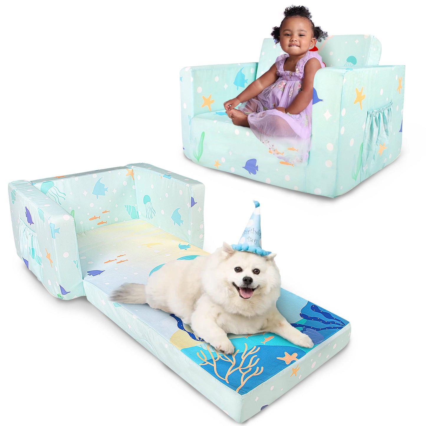 Beavtaens Kids Couch (Green Mermaid)
