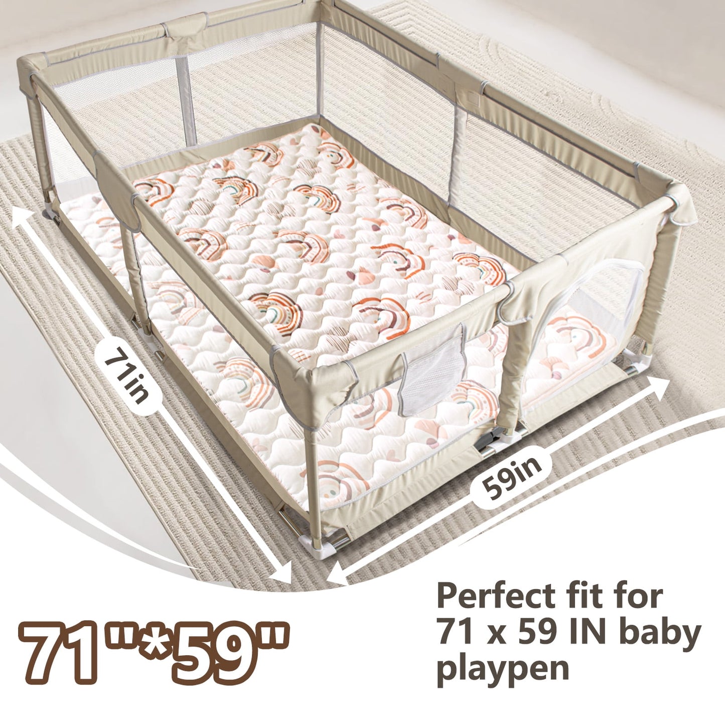 Beavtaens Baby Play Mat 71"*59" - Rainbow