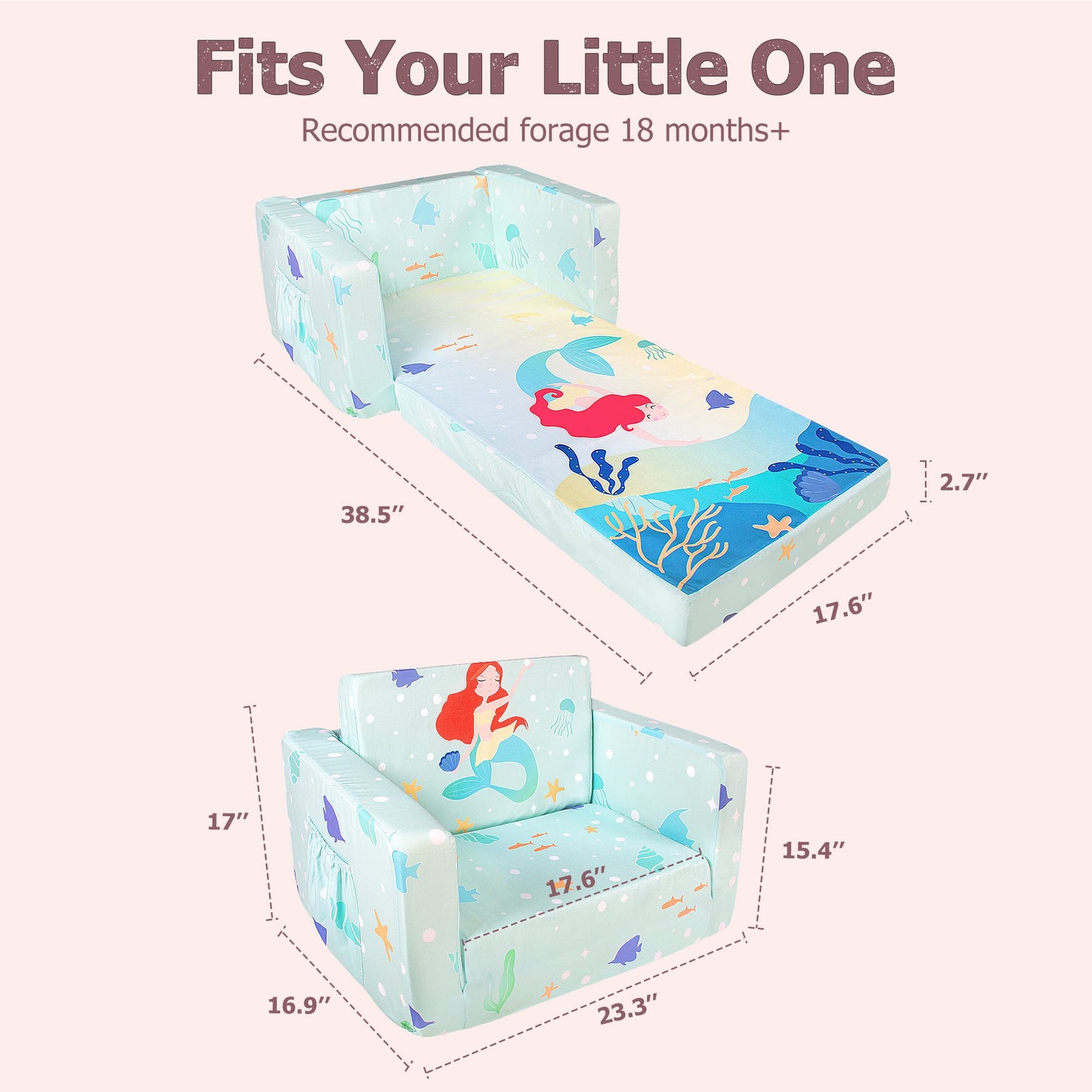Beavtaens Kids Couch (Green Mermaid)