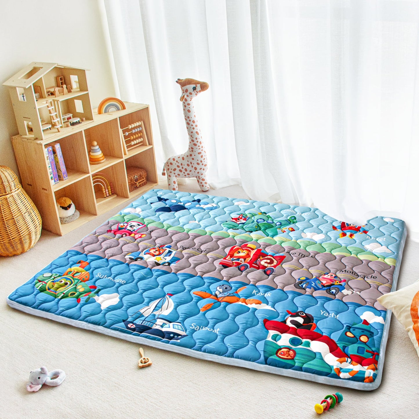 Beavtaens Baby Play Mat 71"*59" - Vehicles