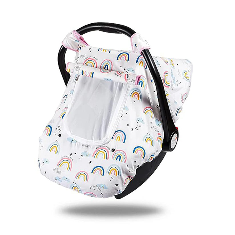 Beavtaens 3-in-1 Breathable Winter Baby Car Seat Cover with Storage Bag (Rainbows)