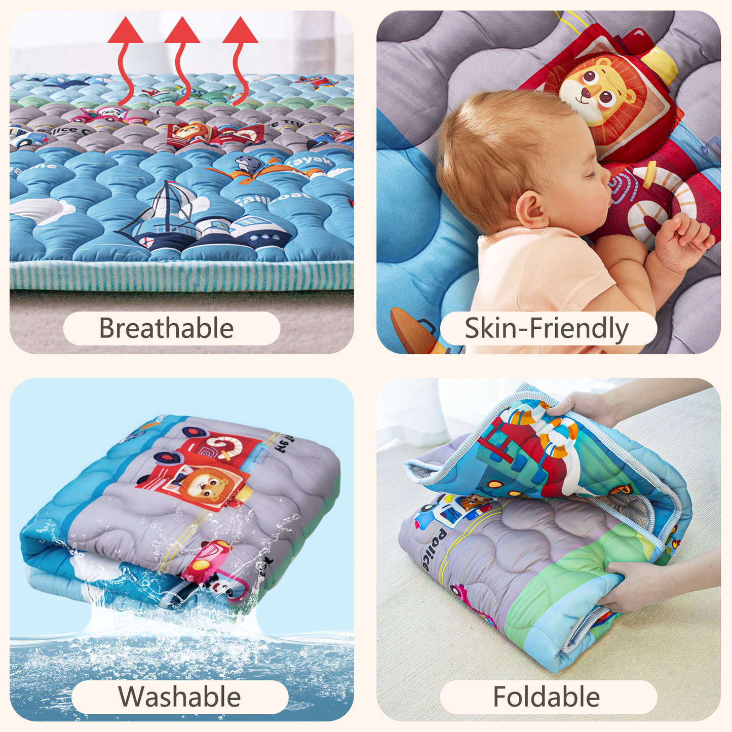 Beavtaens Baby Play Mat 71"*59" - Vehicles