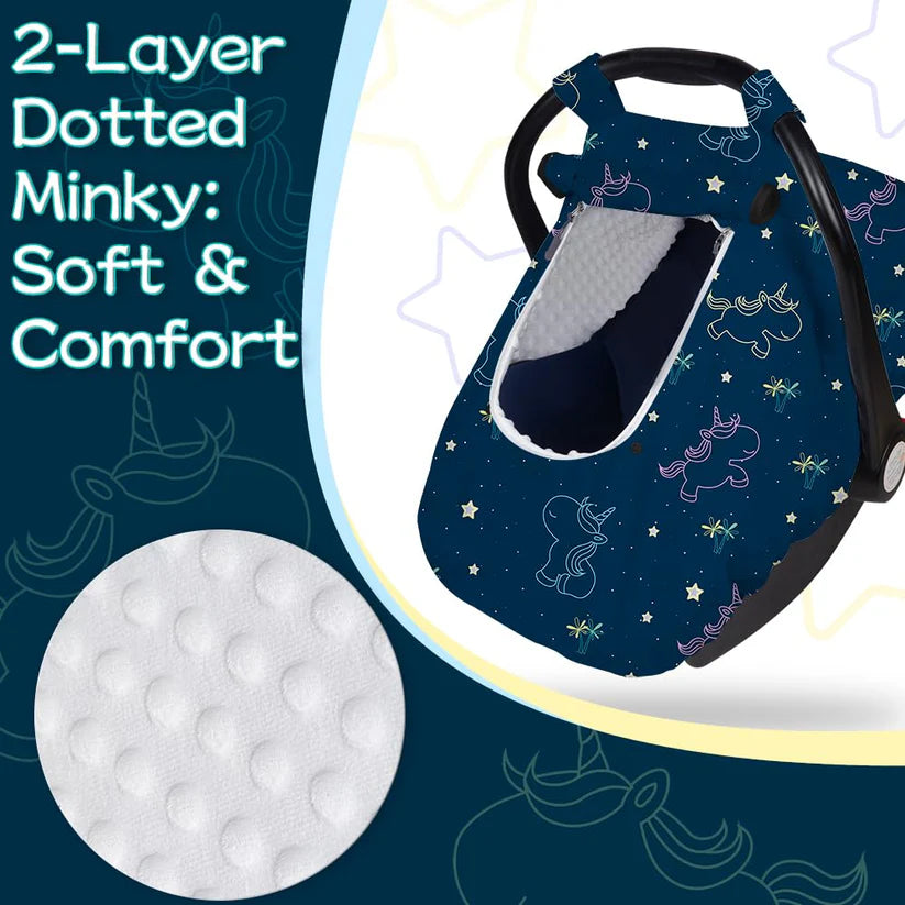 Beavtaens 3-in-1 Breathable Winter Baby Car Seat Cover with Storage Bag (Unicorn)
