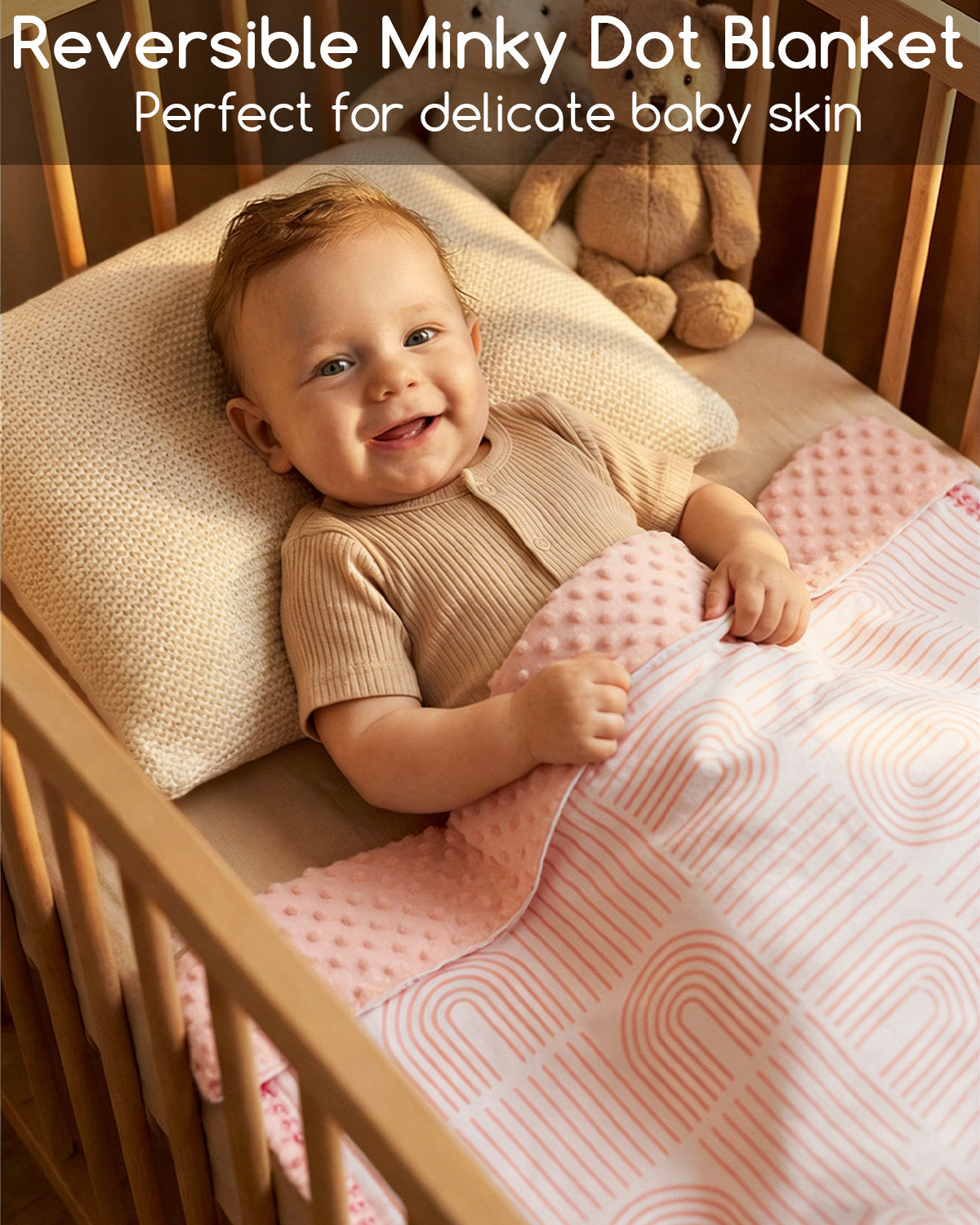 Beavtaens Baby Blanket, Double Layer Dotted Backing, Soft Plush for Newborn, 30"x 40", Yellow Rainbow