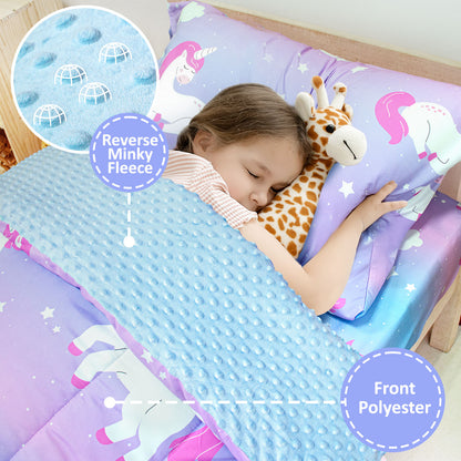 Baby Crib Bedding Set for Boy Girls, 4-Piece, Includes Pillowcase, Crib Sheet, Quilt, and Crib Fitted Sheet (Unicorn)