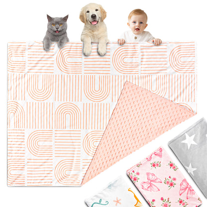 Beavtaens Baby Blanket, Double Layer Dotted Backing, Soft Plush for Newborn, 30"x 40", Yellow Rainbow